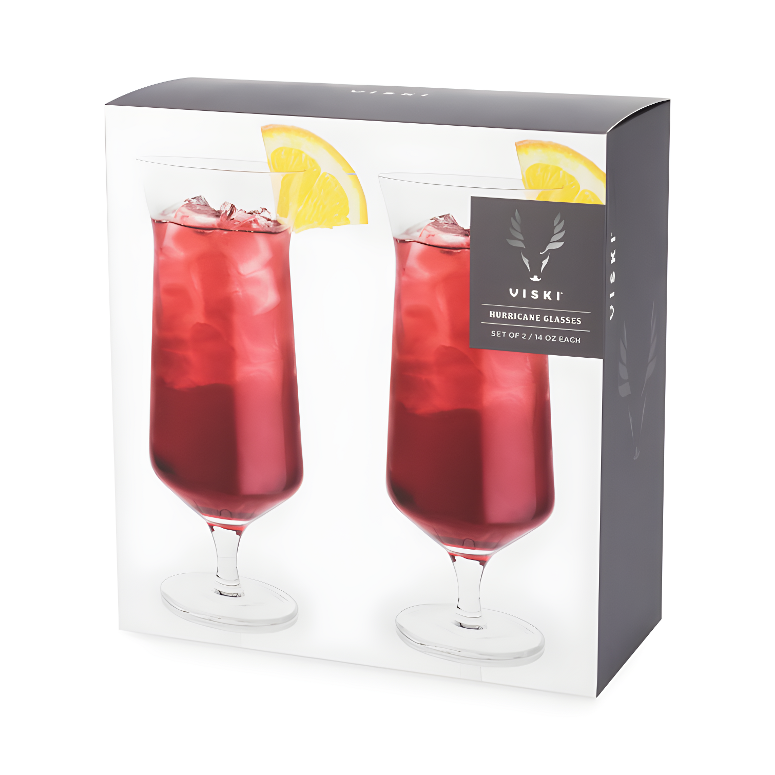 Viski Raye Angled Crystal Hurricane Glasses (Set of 2)