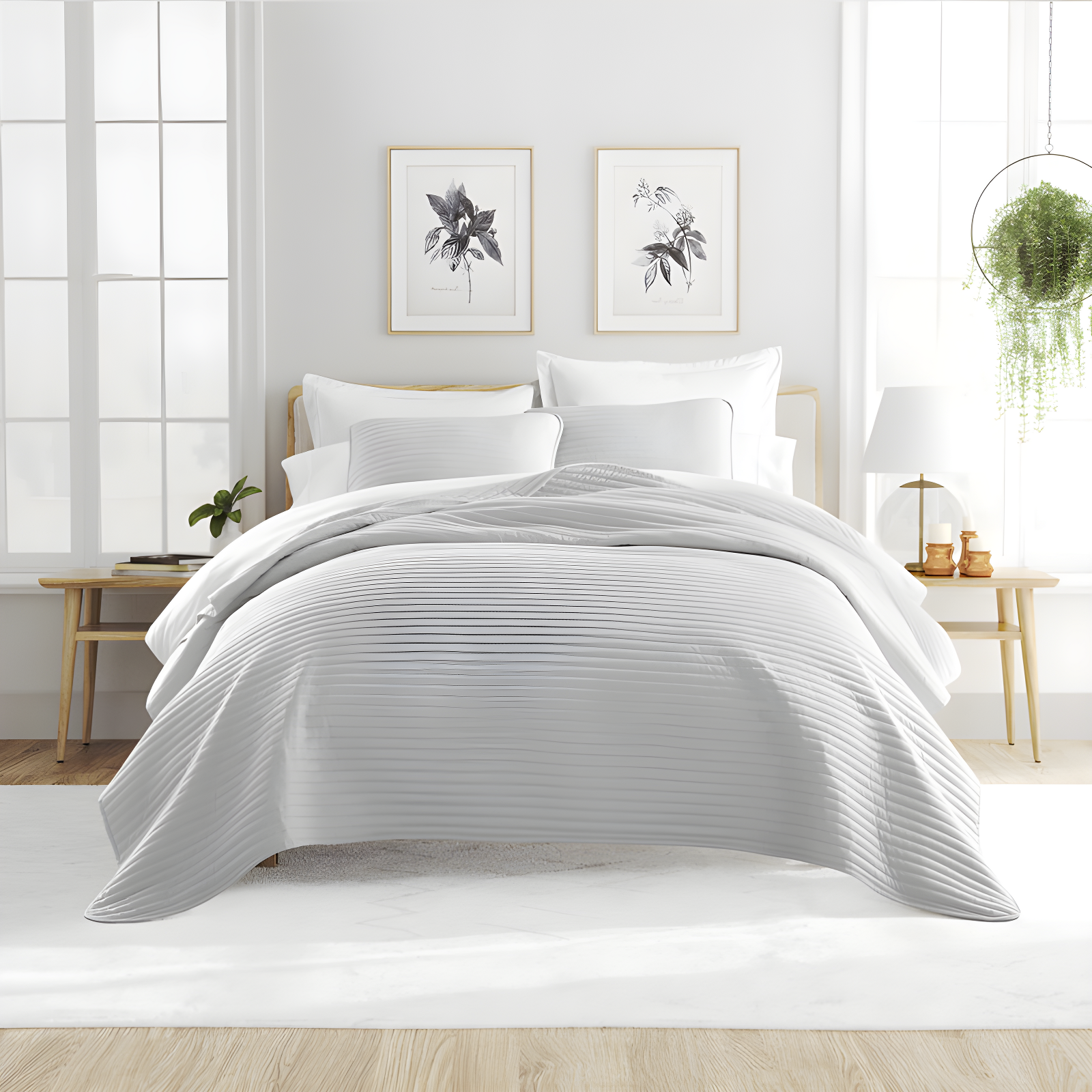 Becky Cameron Becky Cameron Lightweight All Season Stripe Stitch Quilt Set with Shams