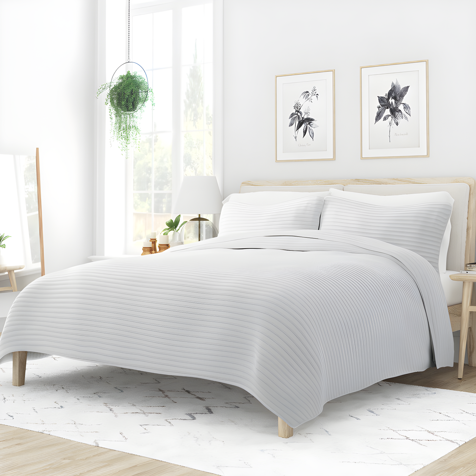Becky Cameron Becky Cameron Lightweight All Season Stripe Stitch Quilt Set with Shams