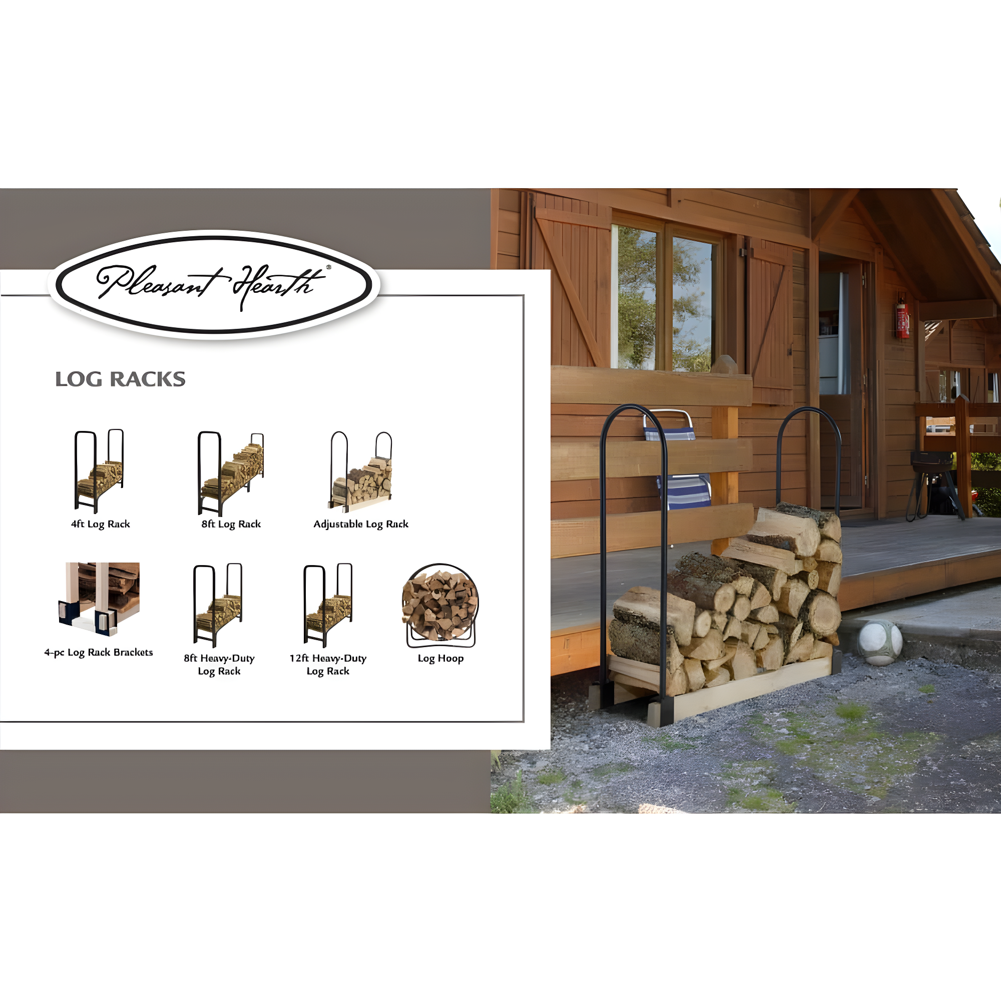 Pleasant Hearth LS932-96 8-Ft 32-mm Log Rack