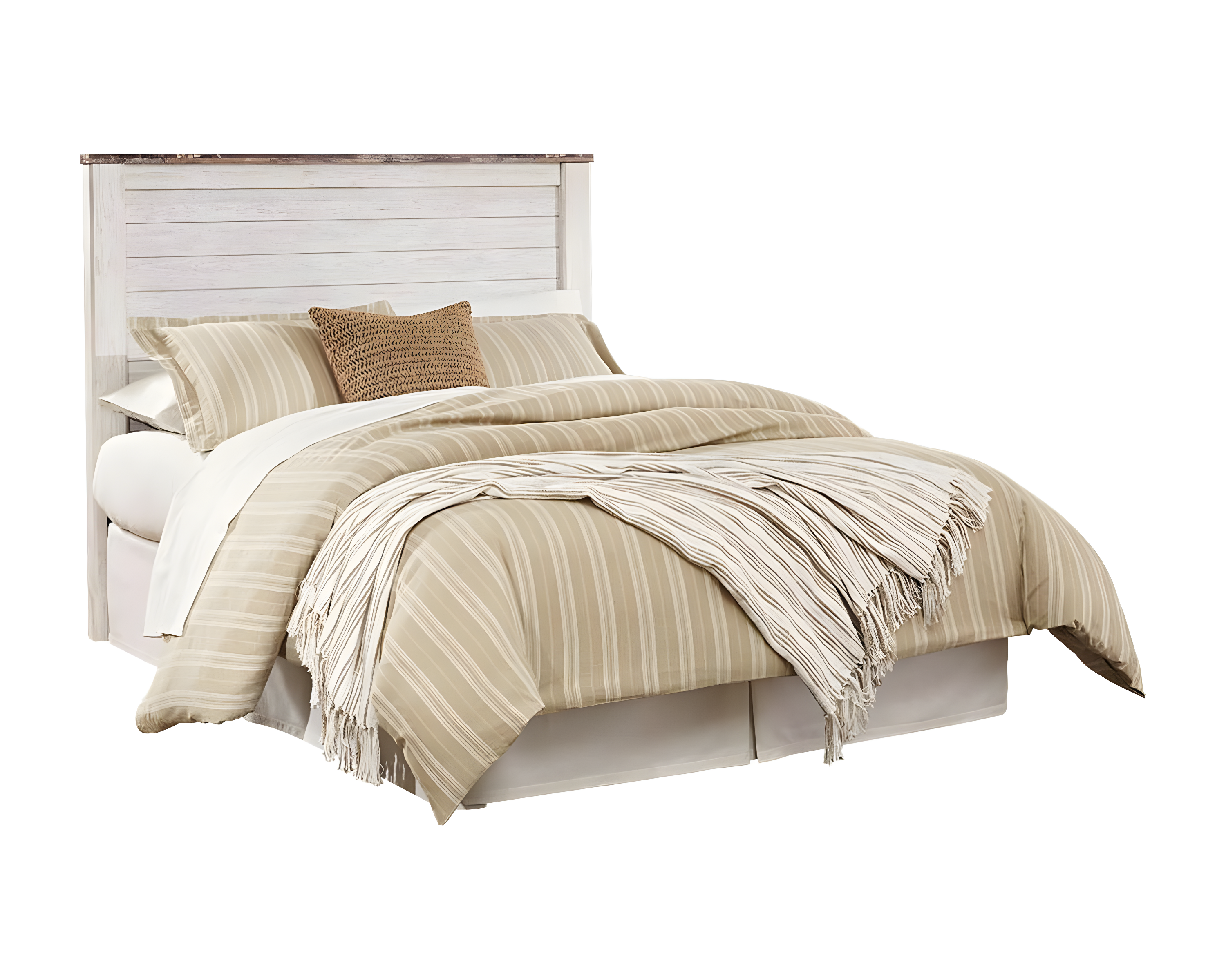 Queen Willowton Panel Headboard Whitewash - Signature Design by Ashley: Faux Wood Laminate, Bed Frame Mounted