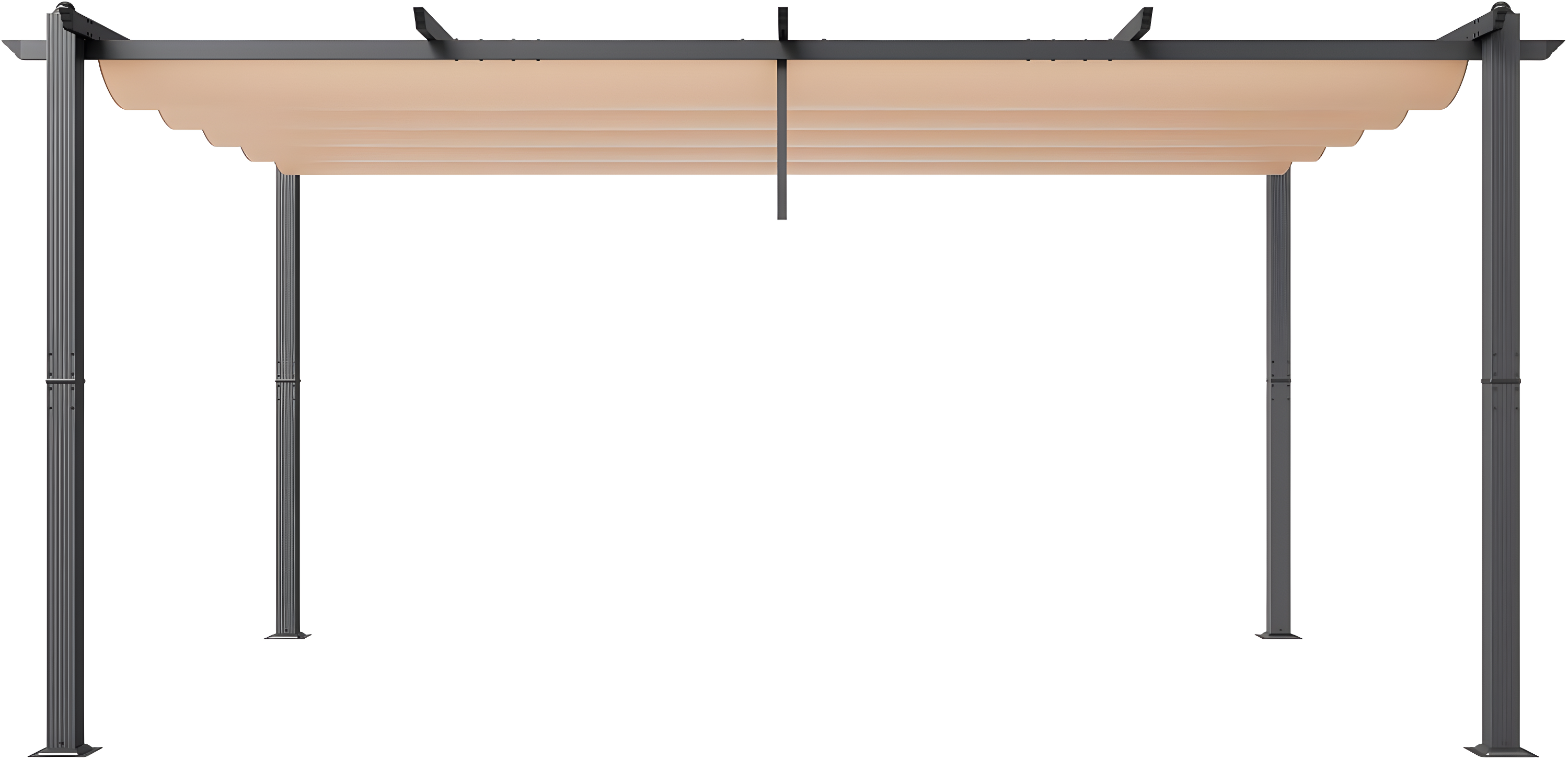 Beige Aluminum Outdoor Pergola with Retractable Canopy