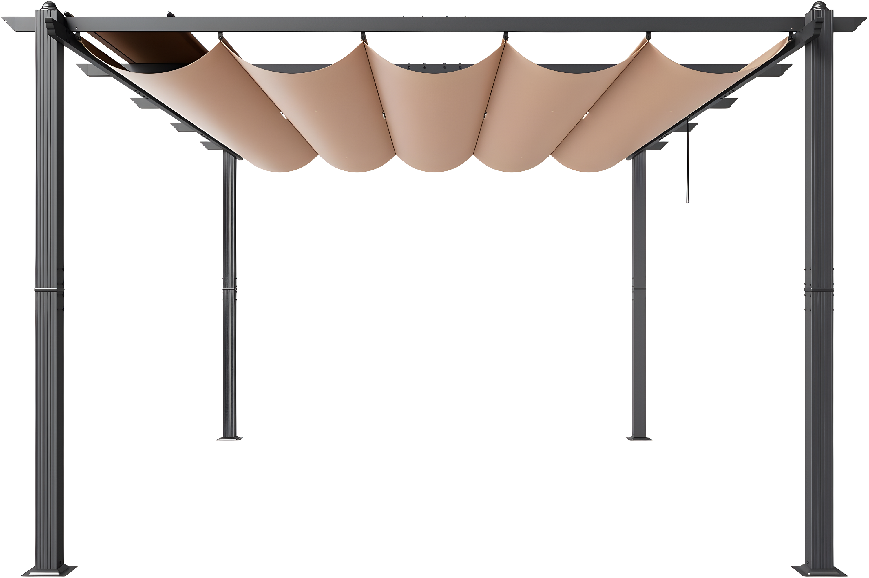 Beige Aluminum Outdoor Pergola with Retractable Canopy