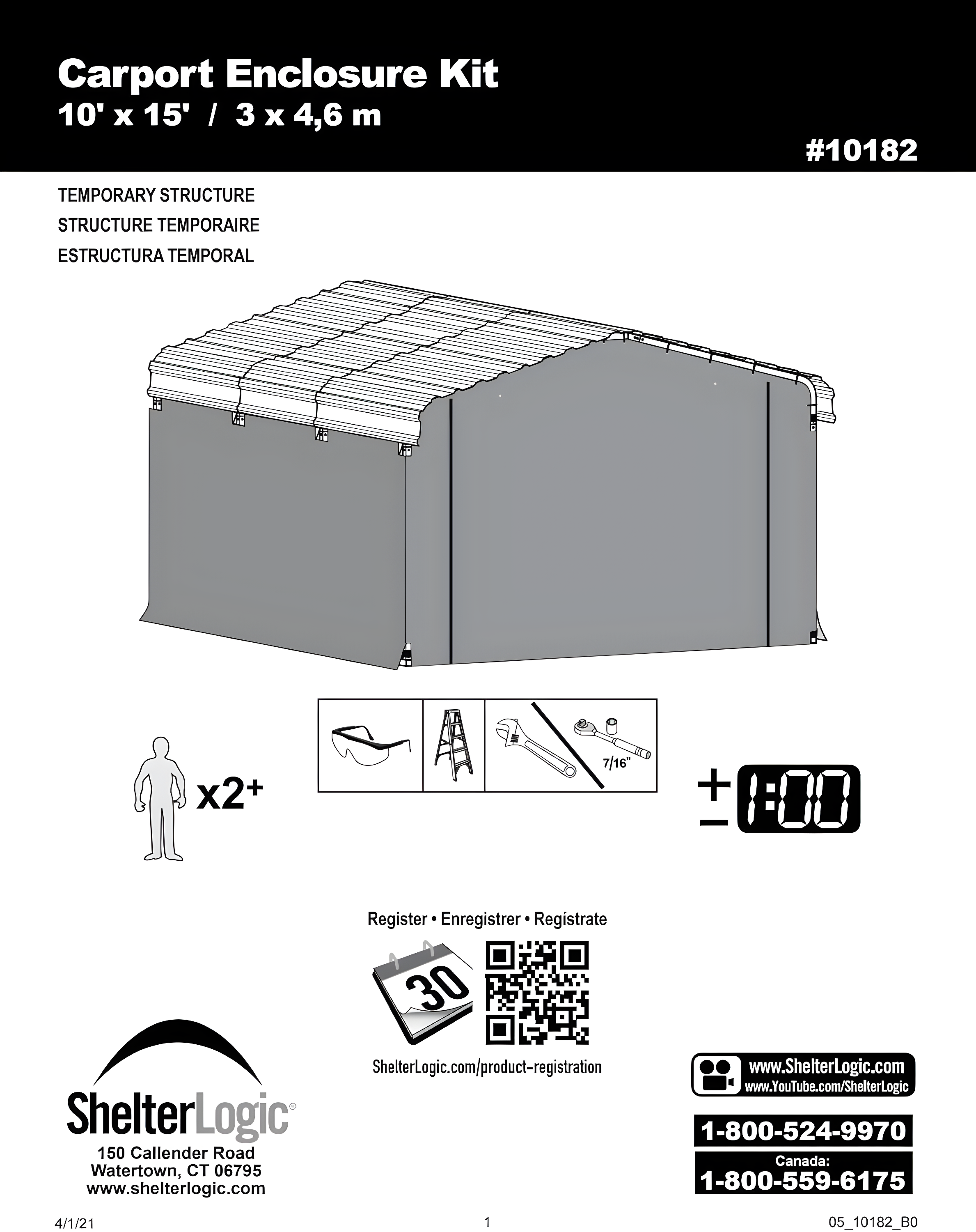 Arrow Enclosure Kit for Arrow Carport 10ft x 15ft Gray