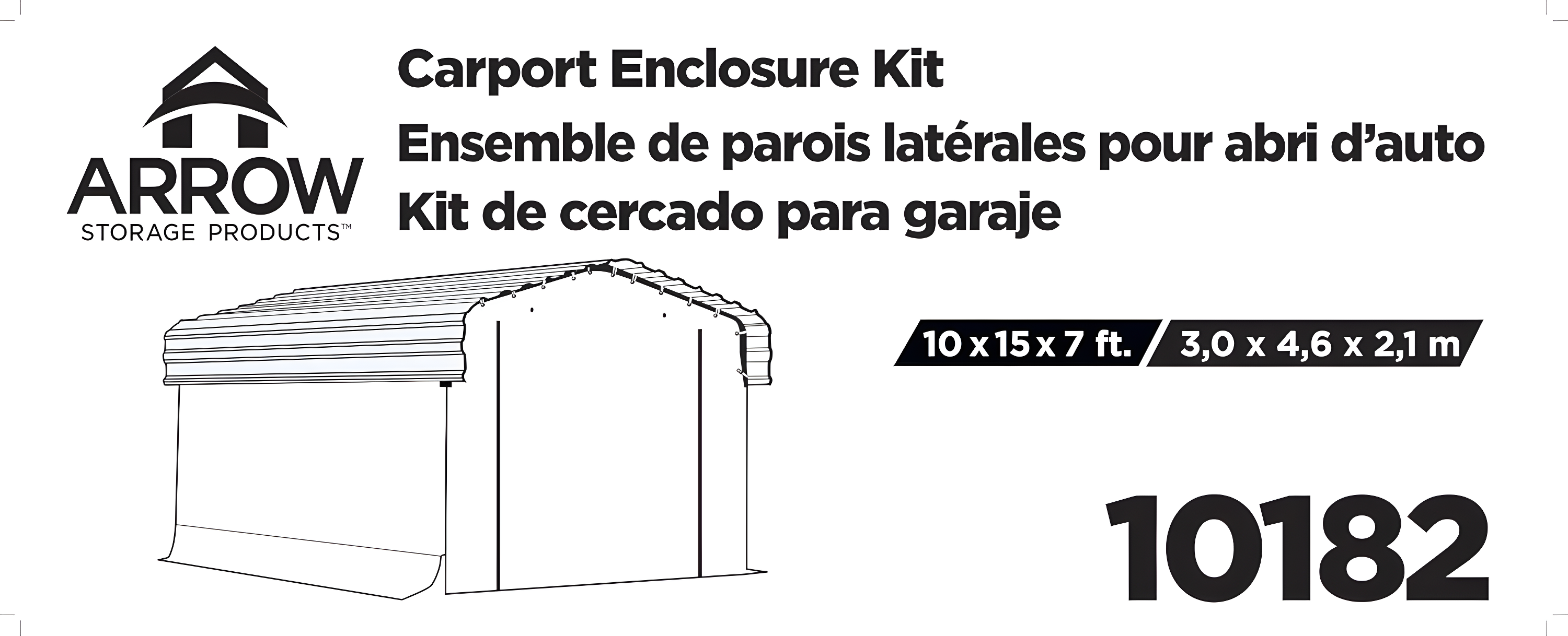 Arrow Enclosure Kit for Arrow Carport 10ft x 15ft Gray