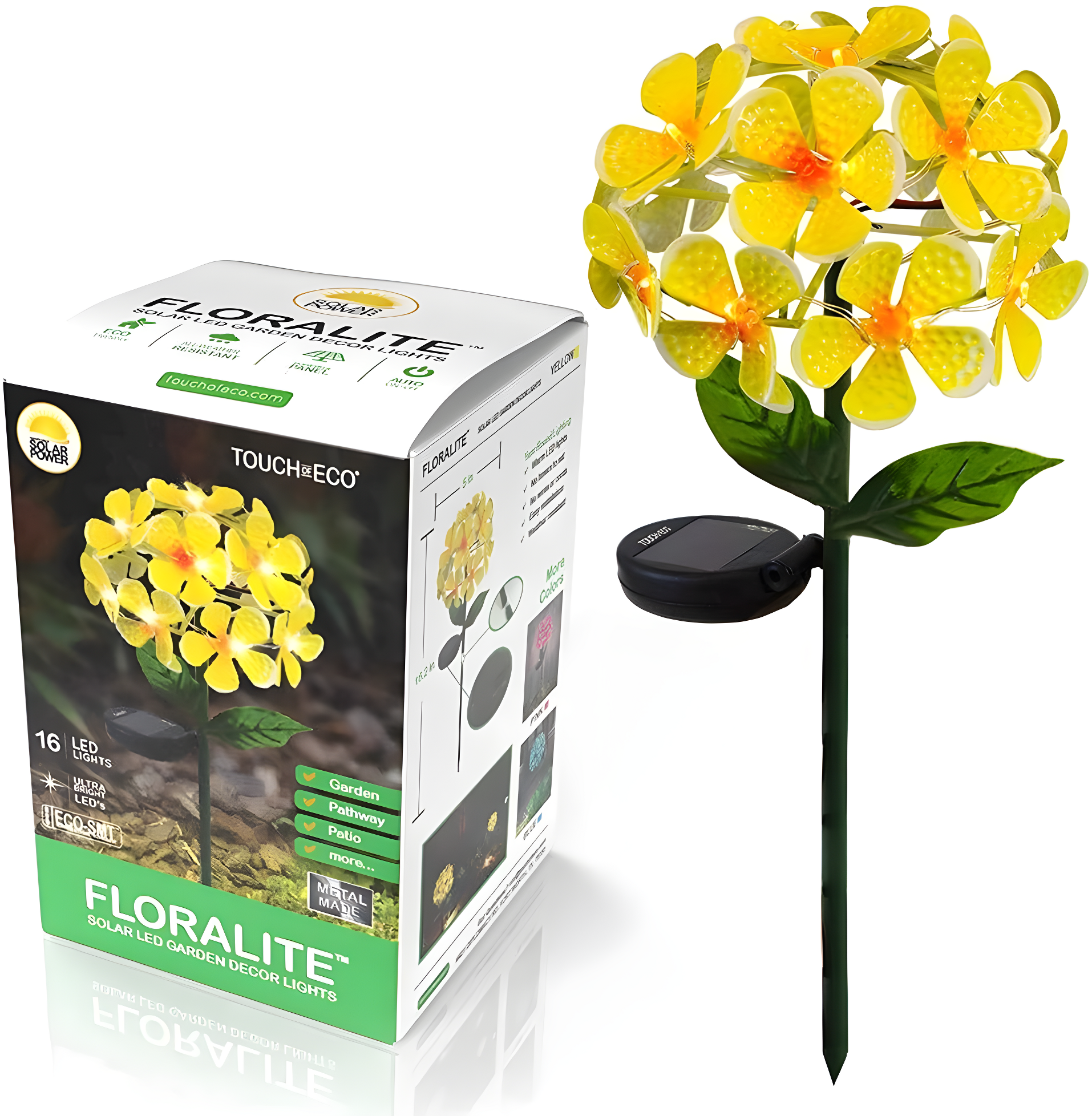 Solar Powered LED Metal Flower Garden Stake Light (Set of 2)