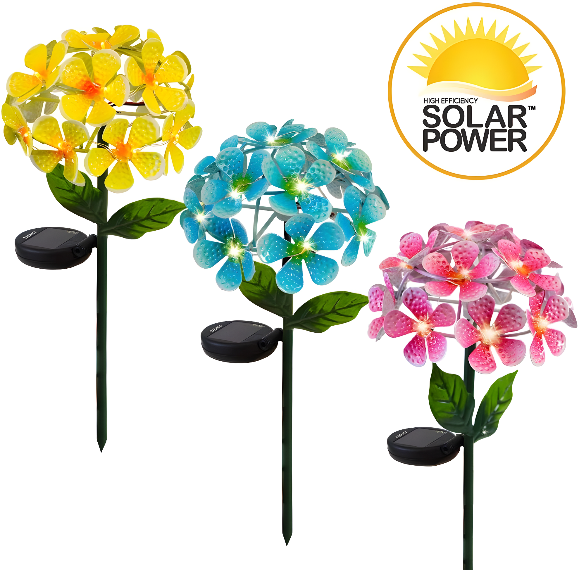 Solar Powered LED Metal Flower Garden Stake Light (Set of 2)