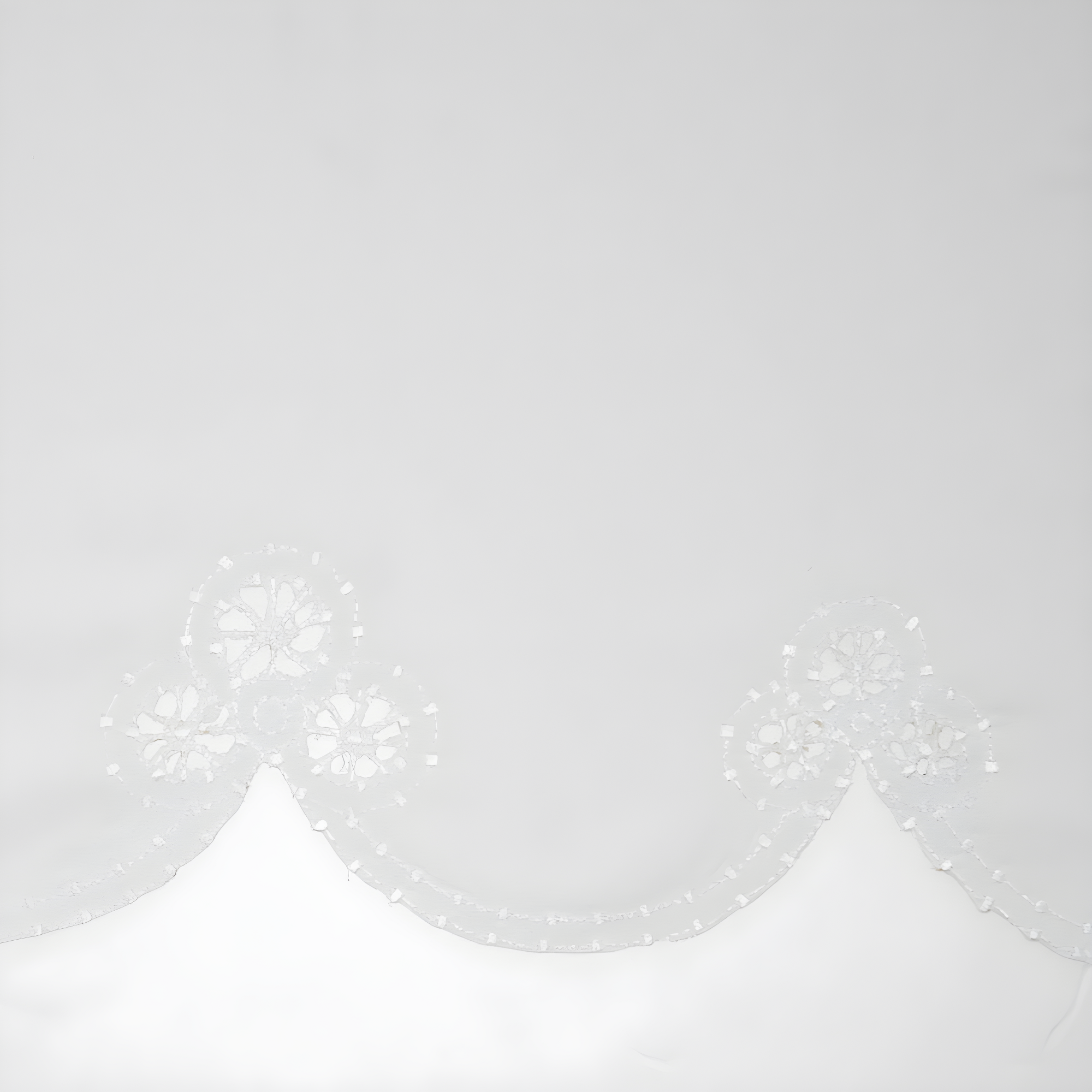 58"x14" Mariela Floral Trim Window Valance White - No. 918: Lace Rod Pocket Curtain, Botanical Pattern