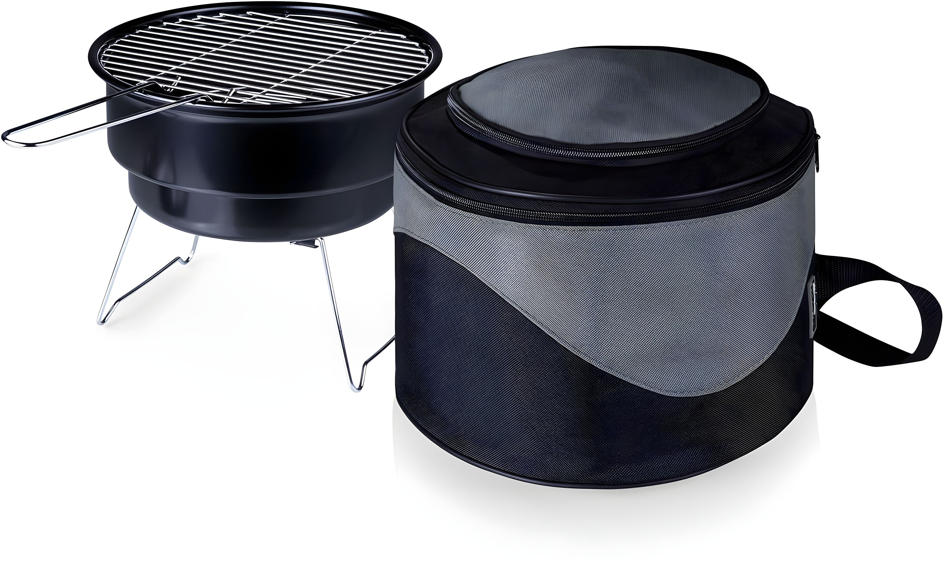 10 in.Caliente Round Portable Cooler/Charcoal Grill in Black