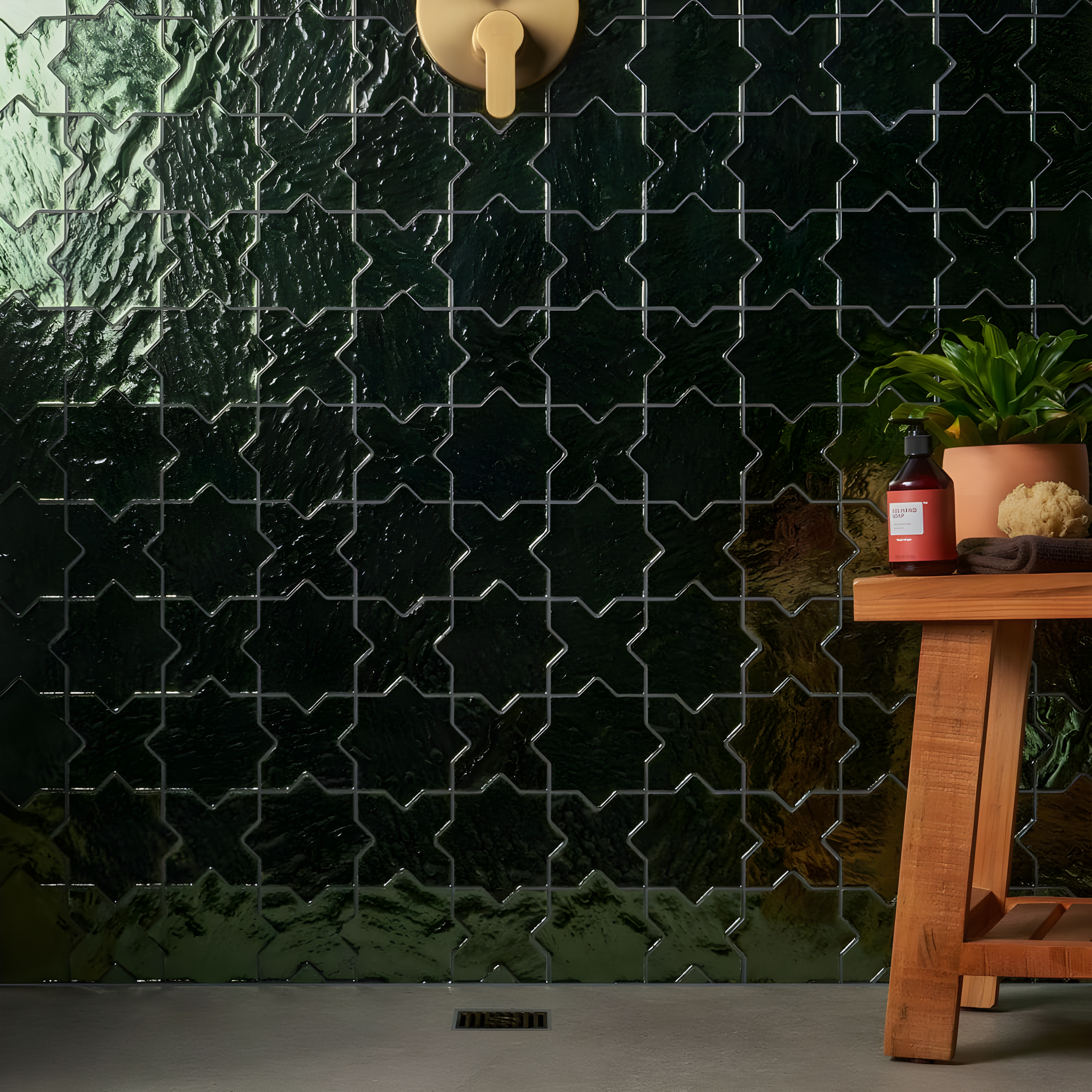 Karma 8.34 In. X 8.34 In. Star Cross Polished Glass Mosaic Wall Tile (0.48 Sq. Ft. / Each)