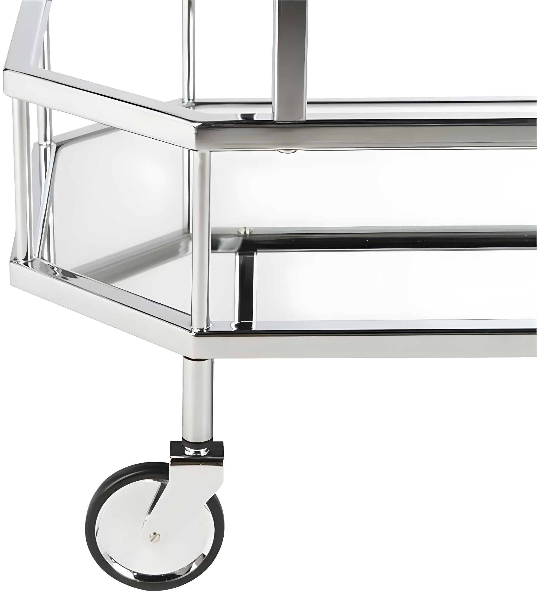 Silva 2 Tier Octagon Bar Cart - BCT8004B - Chrome/Mirror - Safavieh