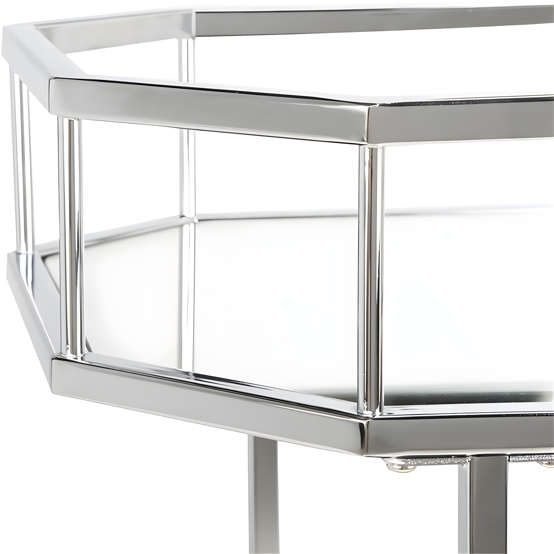 Silva 2 Tier Octagon Bar Cart - BCT8004B - Chrome/Mirror - Safavieh