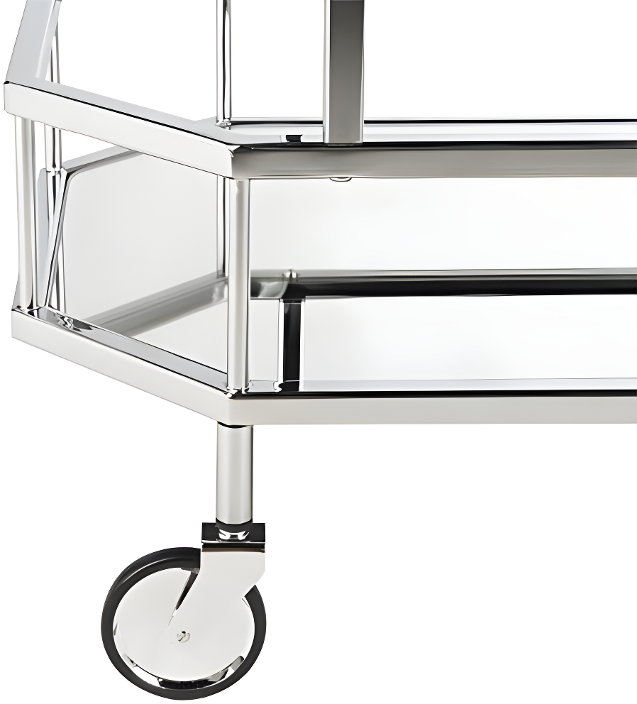Silva 2 Tier Octagon Bar Cart - BCT8004B - Chrome/Mirror - Safavieh
