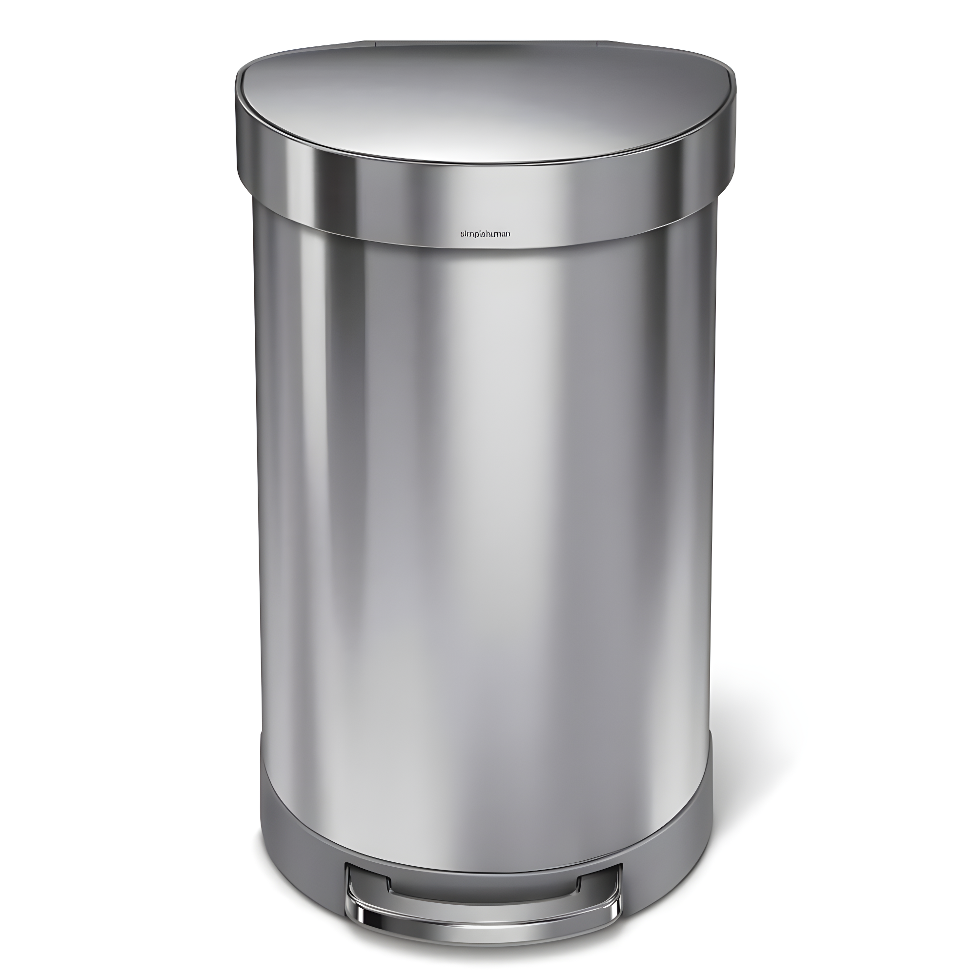 simplehuman Semi-Round Hands-Free Kitchen Step Trash Can with Soft-Close Lid