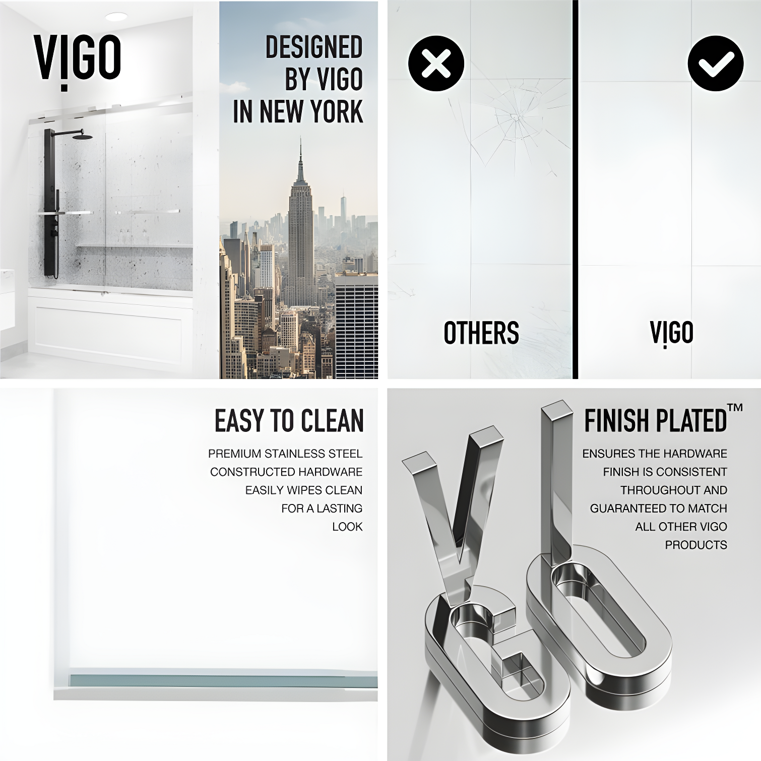 Houston 56-60" W x 66" H Double Sliding Frameless Tub Door with 3/8" Clear Glass