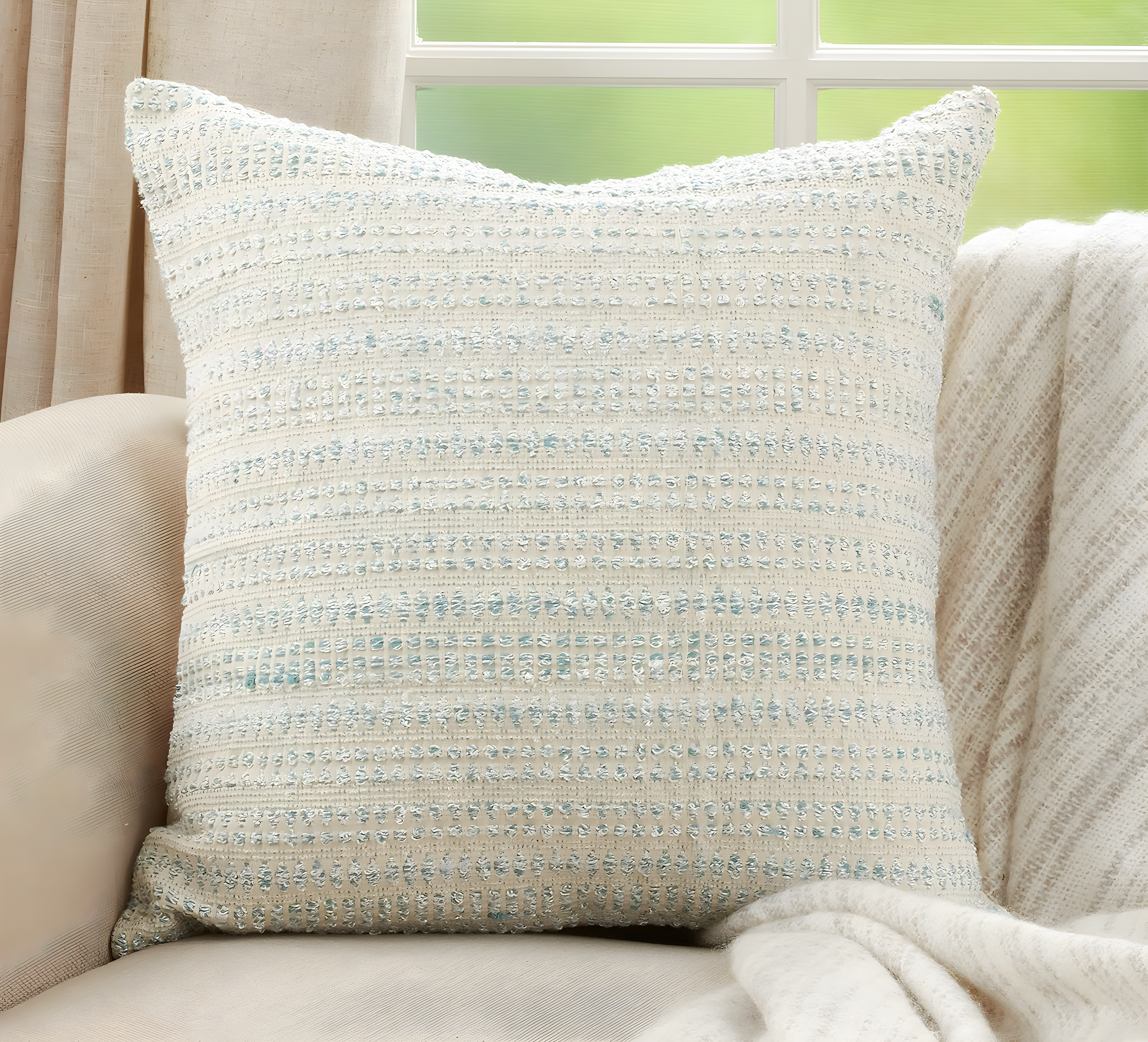 Saro Celeste Collection Geometric Cotton Blend Throw Pillow