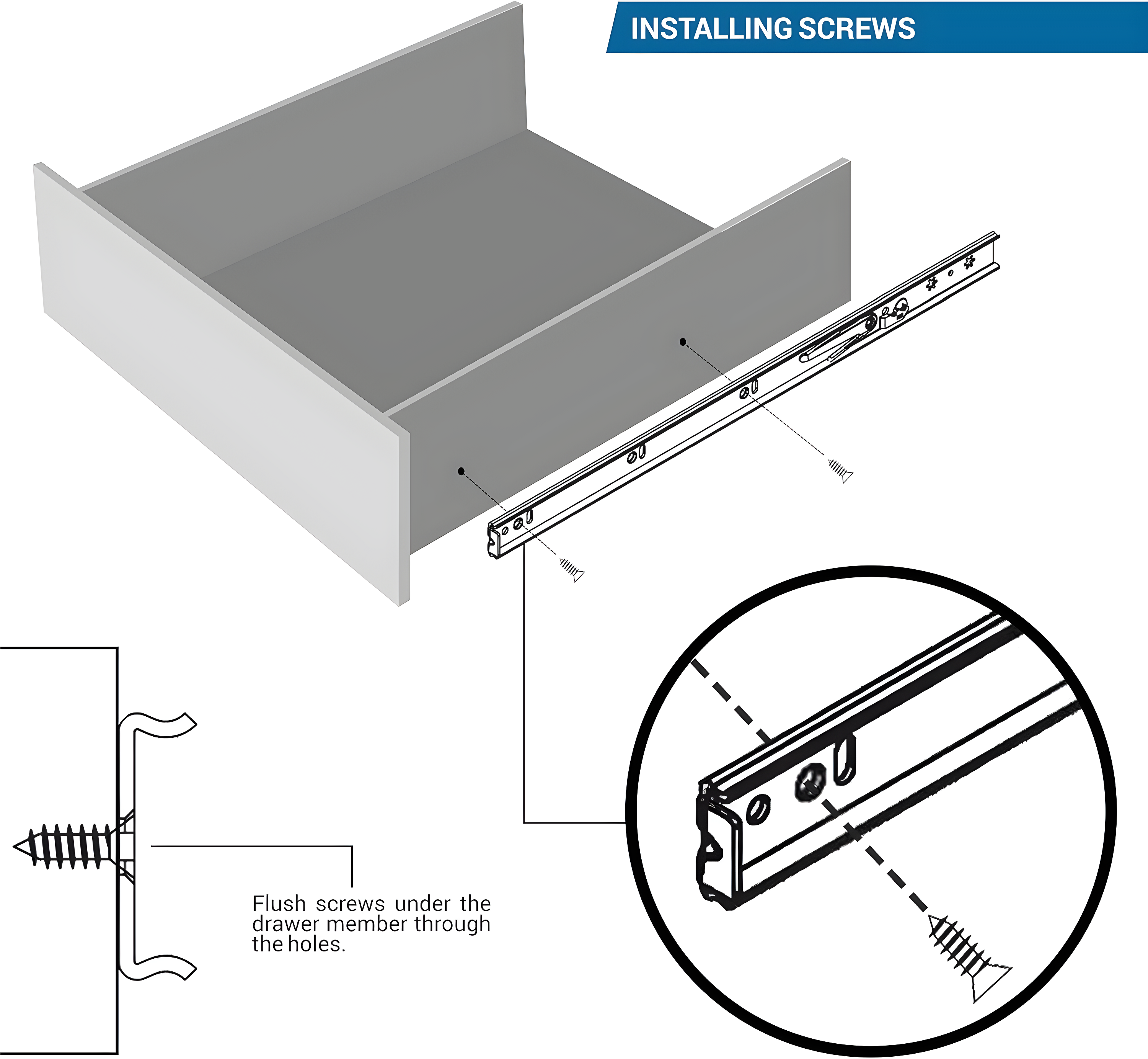 28" Zinc Full Extension Soft Close Drawer Slides with Mounting Screws