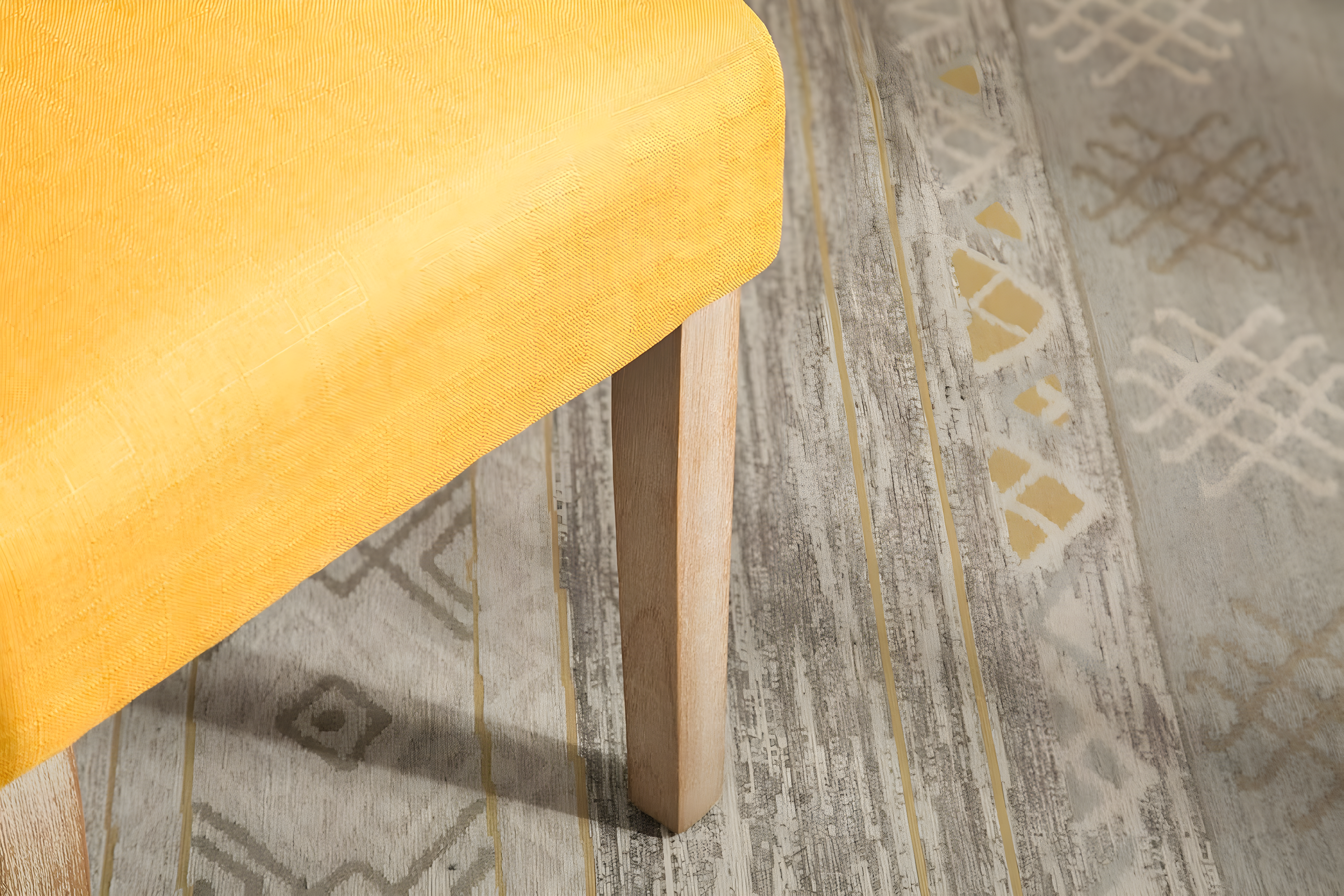Roundhill Furniture Habit Solid Wood Tufted Parsons Dining Chair, Yellow, Set of 2