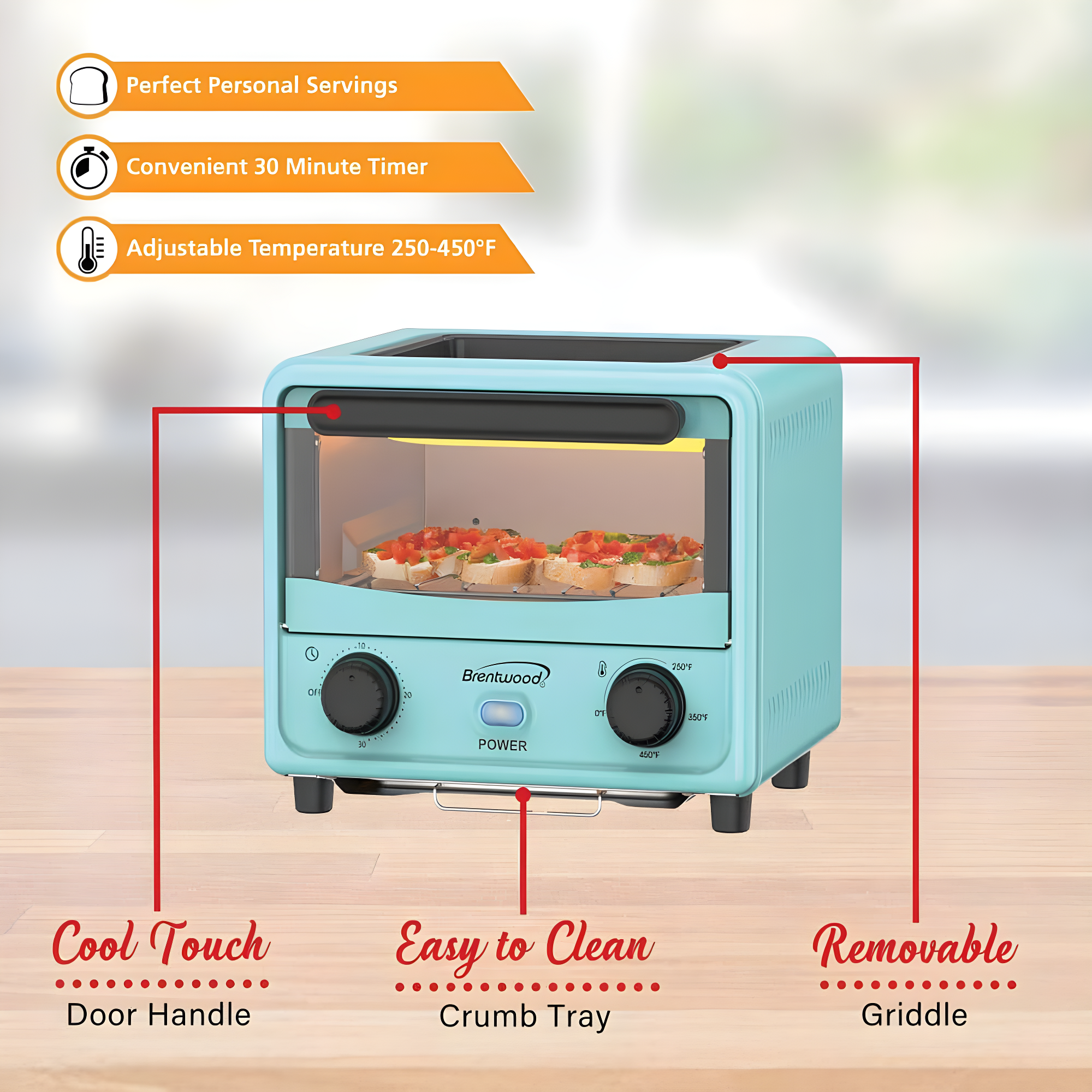 Winston Brands Mini Toaster Oven with Removable Non-Stick Griddle