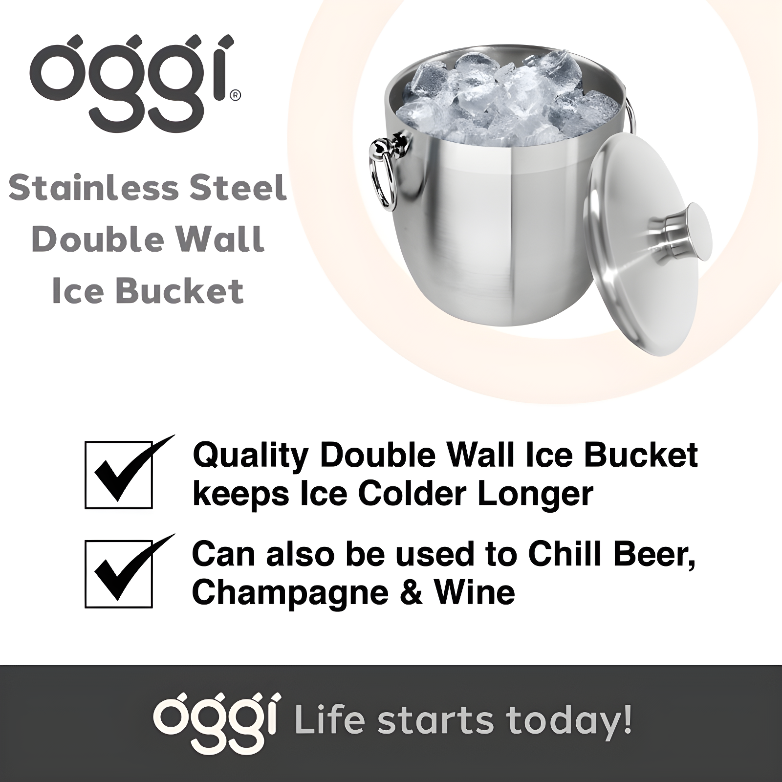 OGGI Oggi Barware Stainless Steel Champagne Ice Bucket