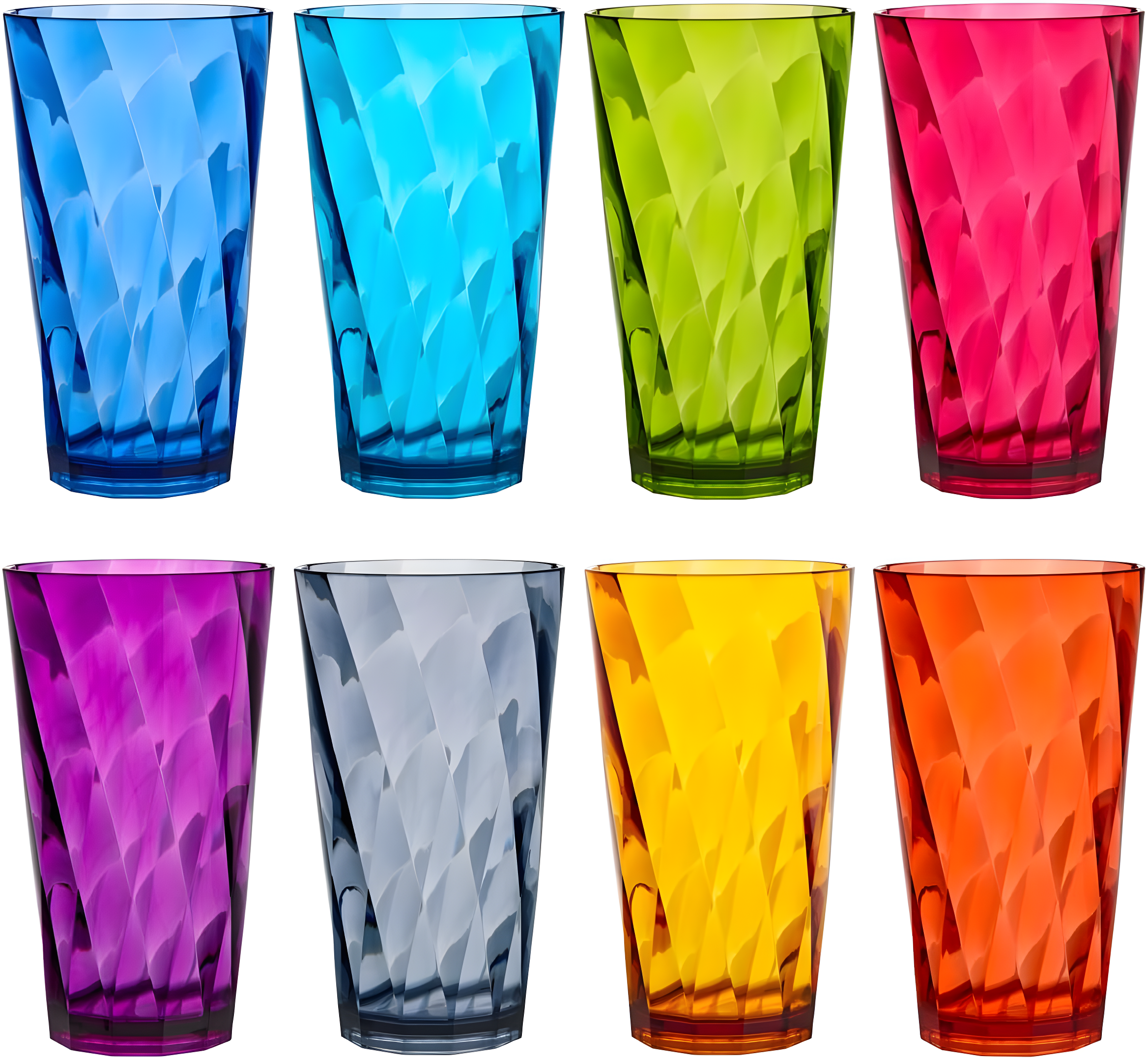 US Acrylic Optix Plastic Reusable Drinking Glasses (Set of 8) 20oz Water Cups in Jewel Tone Colors | BPA-Free Tumblers, Made in USA | Top-Rack Dishwasher Safe