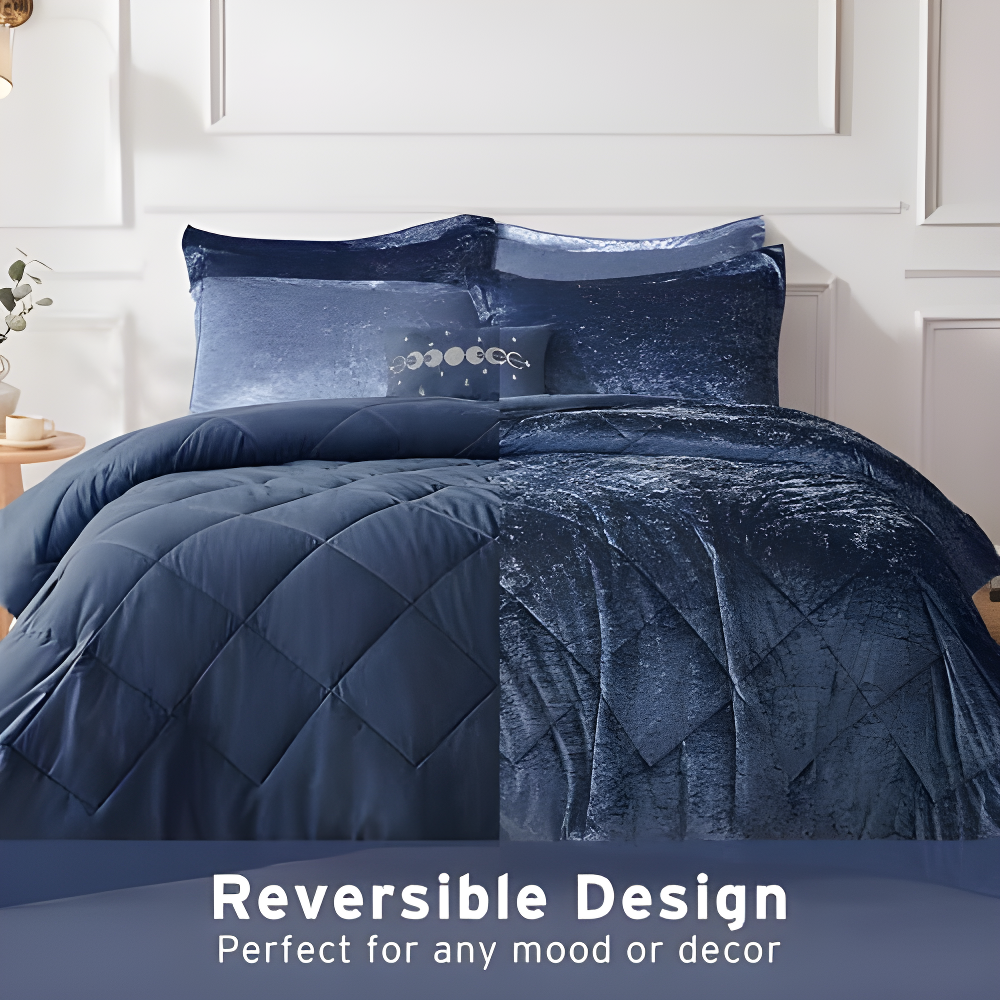 Felicia Crushed Velvet Comforter Set with Throw Pillow
