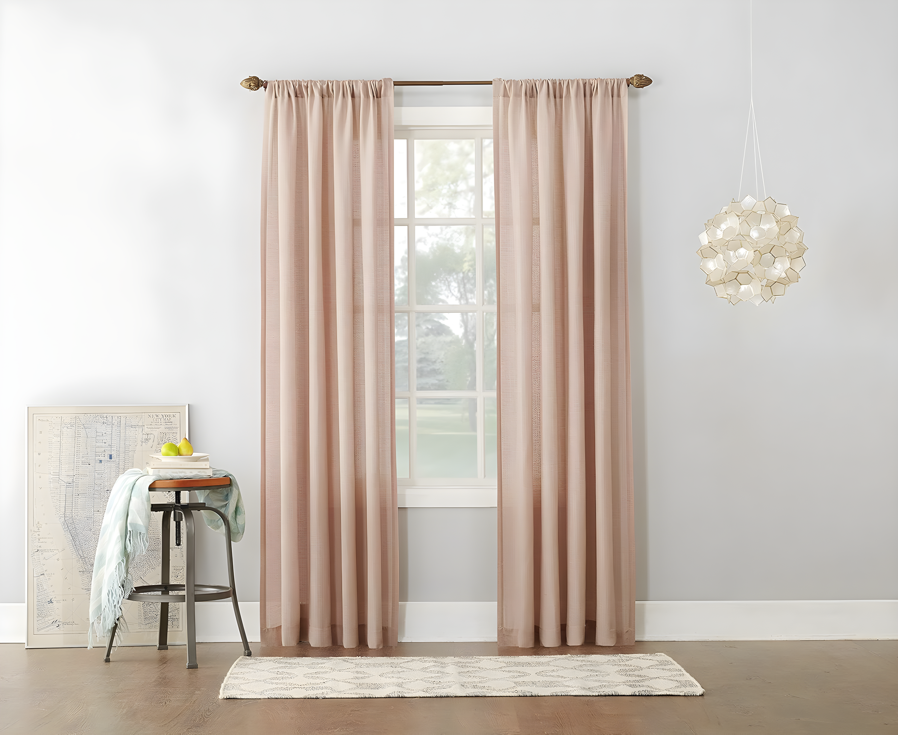 54"x63" No. 918 Light Filtering Semi-Sheer Amalfi Rod Pocket Curtain Panel Blush: Linen Sheer Curtain Panels, Modern Decor