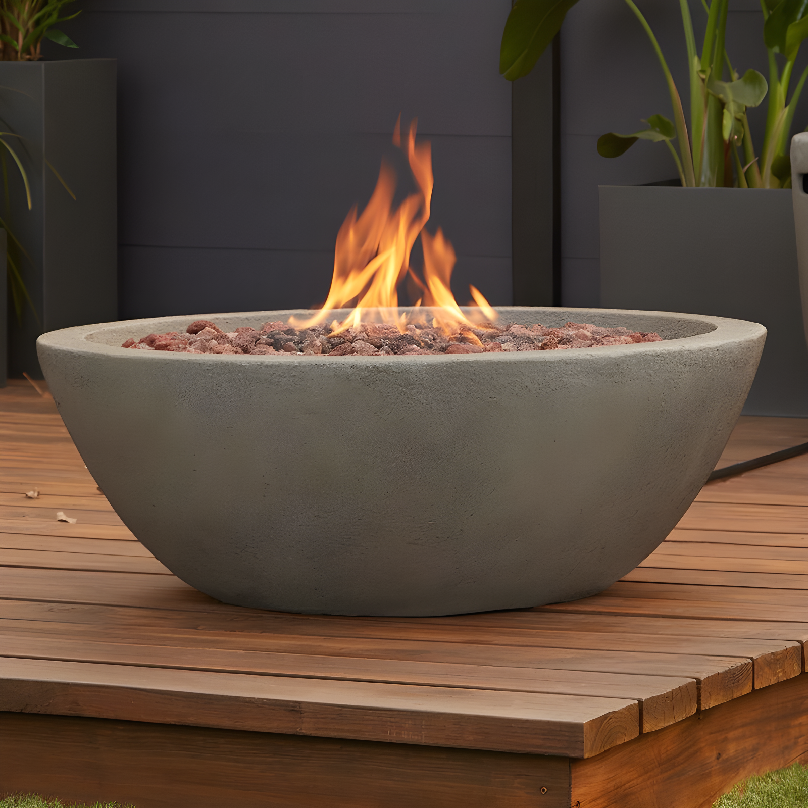 Fernanda Fire Bowl - Gray / Round
