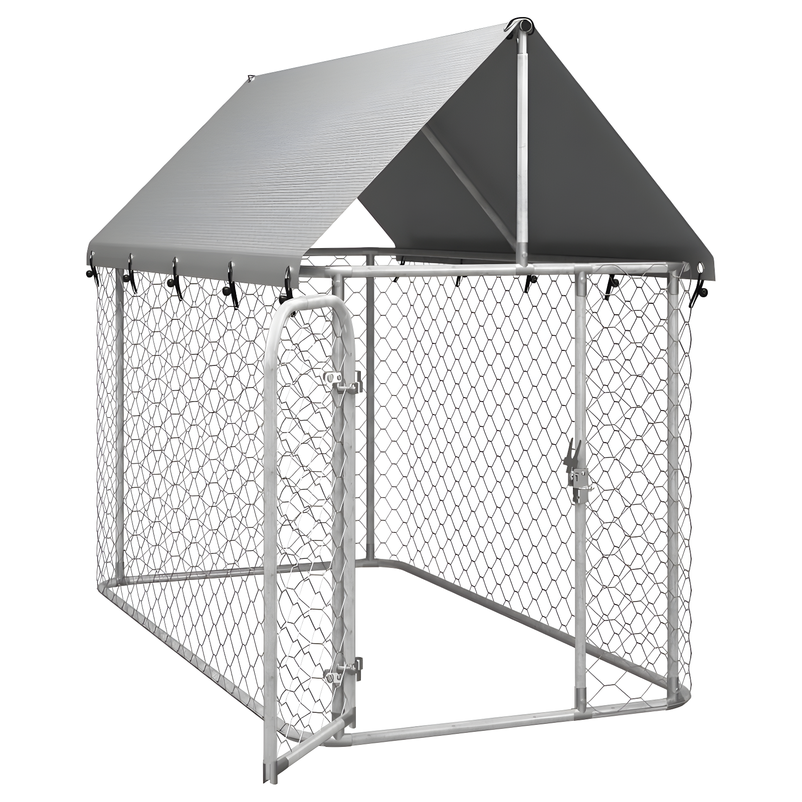 59.1'' H Powder Coated Steel Yard Kennel With Door