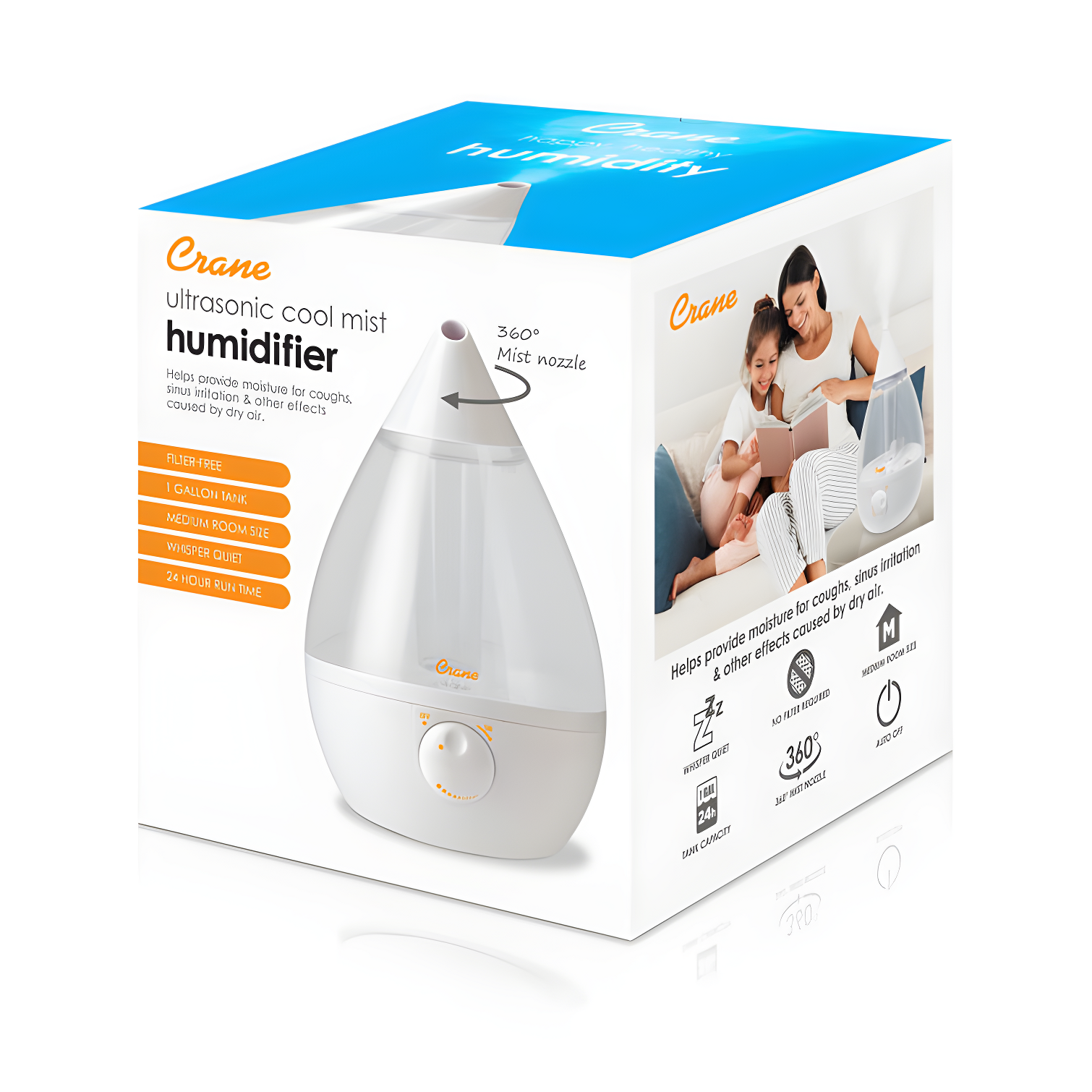 Crane USA Drop Cool-Mist Humidifier, 1 Gal.