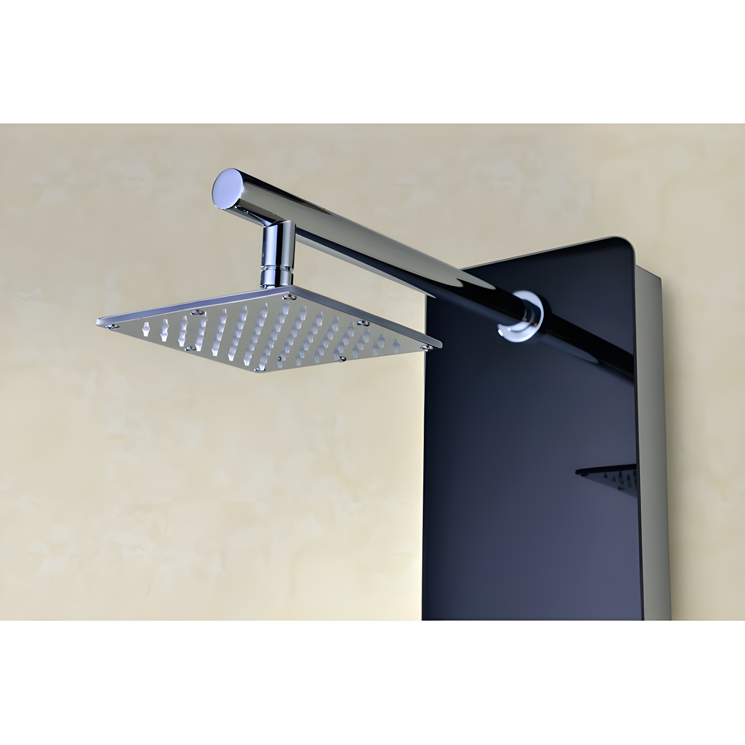 Greenspring 6-Jet Rainfall Shower Panel System With Spa Jets Rainfall Waterfall Shower Head And Shower Wand Marble Finish In Black GSP42D