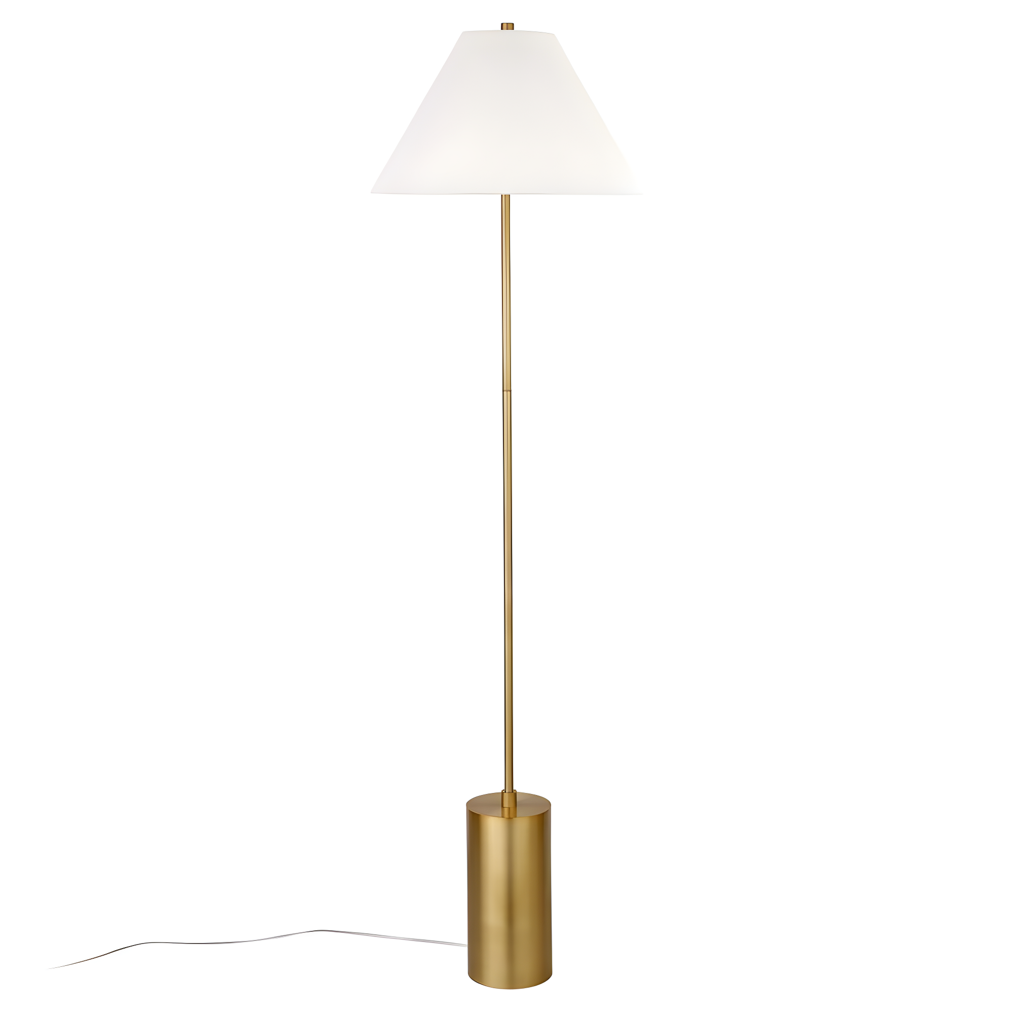 Evelyn&Zoe Somerset 64" Tall Floor Lamp with Empire Fabric Shade, Brass/White