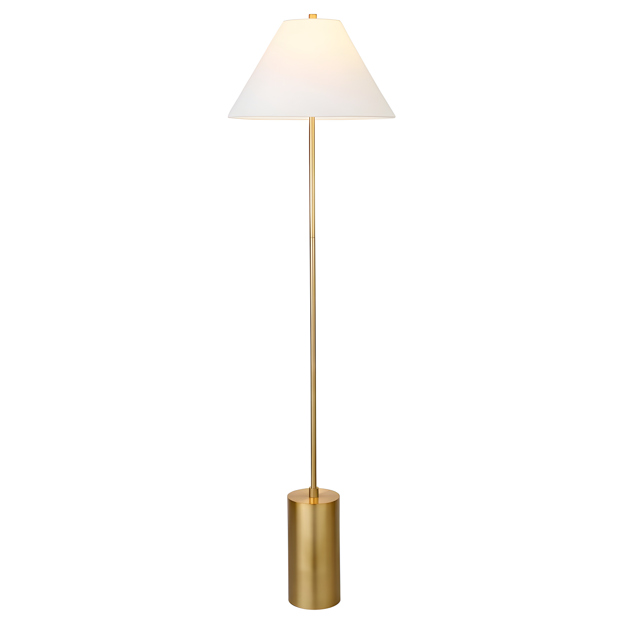 Evelyn&Zoe Somerset 64" Tall Floor Lamp with Empire Fabric Shade, Brass/White