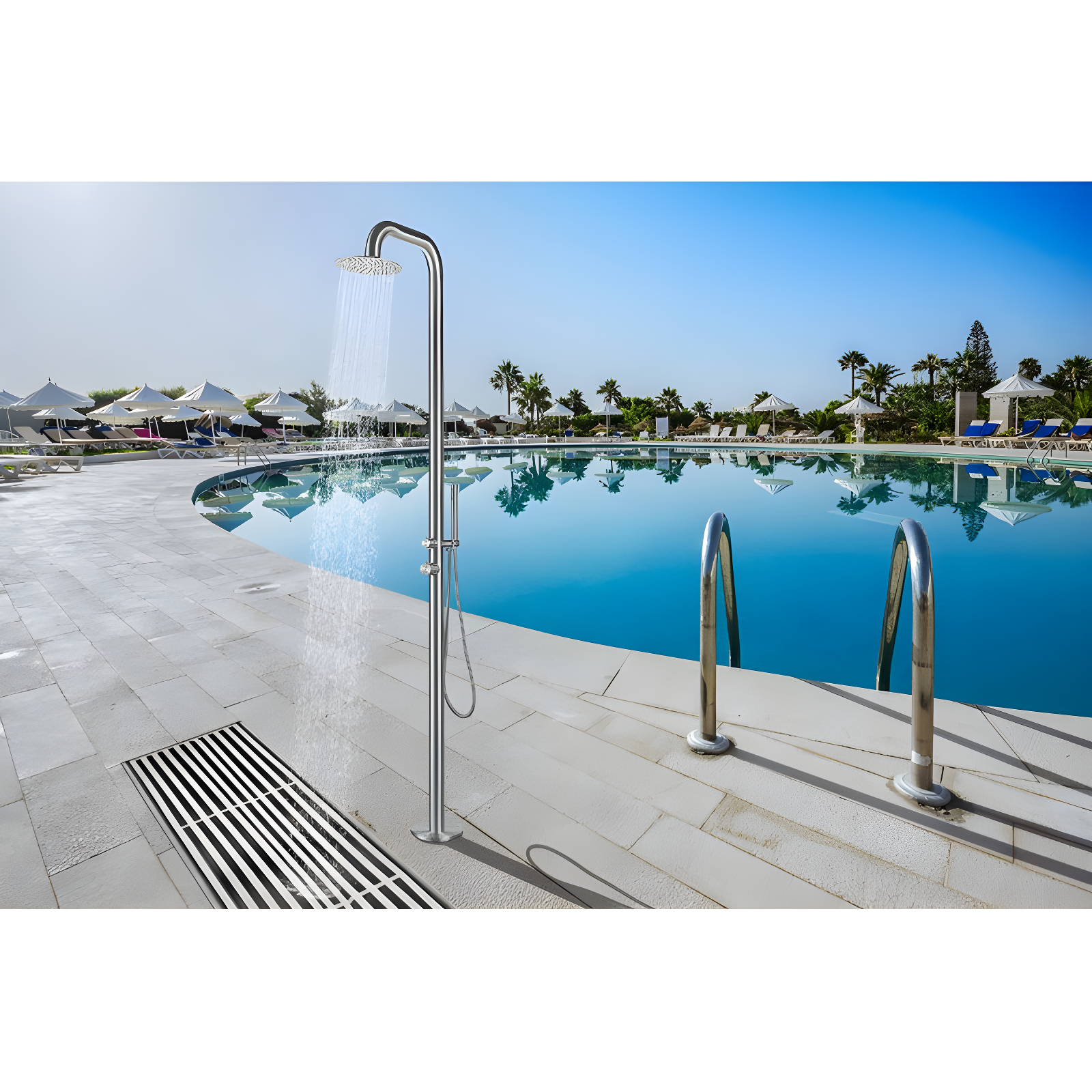 Stainless Steel Free Standing Outdoor Shower
