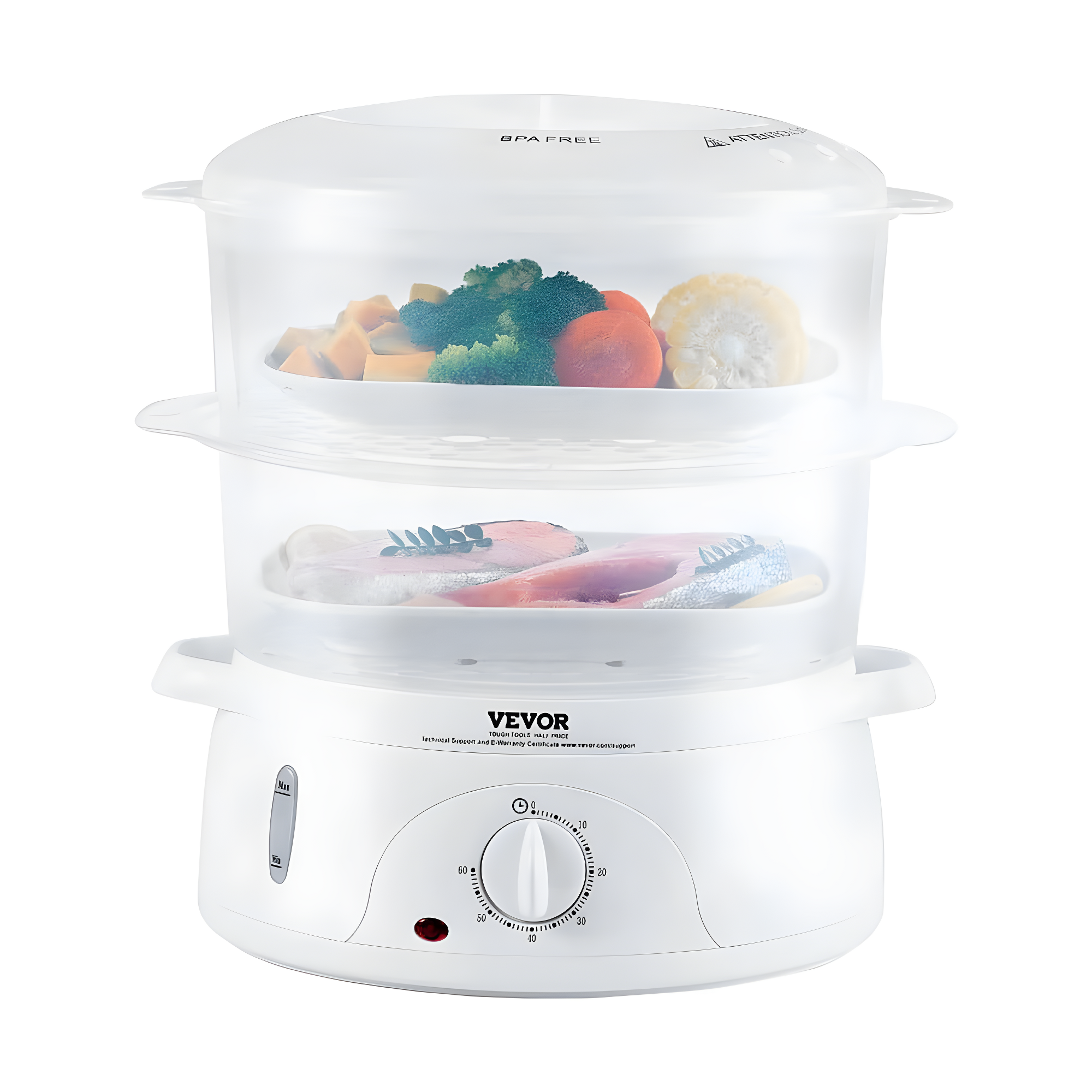 VEVOR VEVOR 7.4Qt Electric Food Steamer 2-Tier Vegetable Steamer & 60 Min Timer 800W