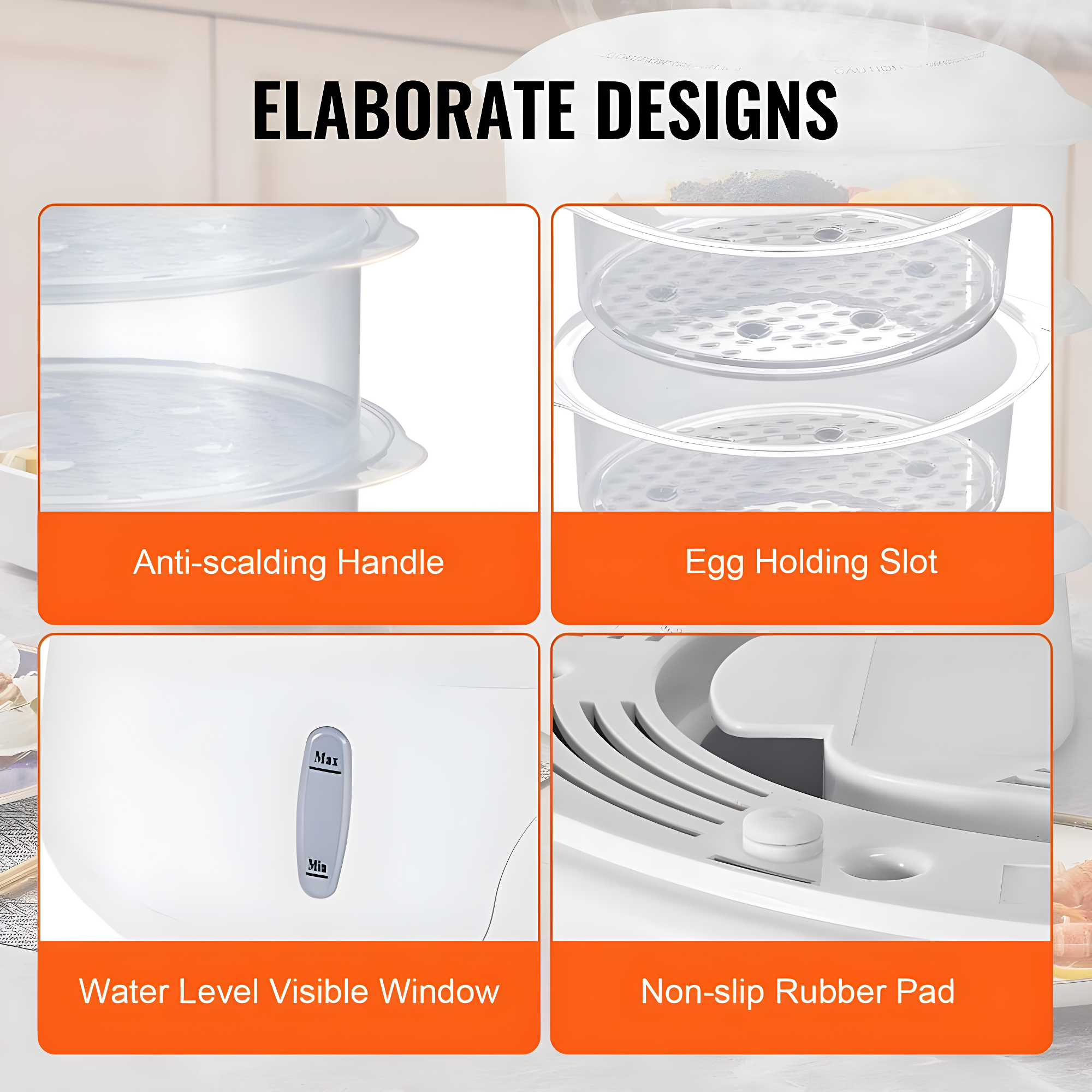 VEVOR VEVOR 7.4Qt Electric Food Steamer 2-Tier Vegetable Steamer & 60 Min Timer 800W