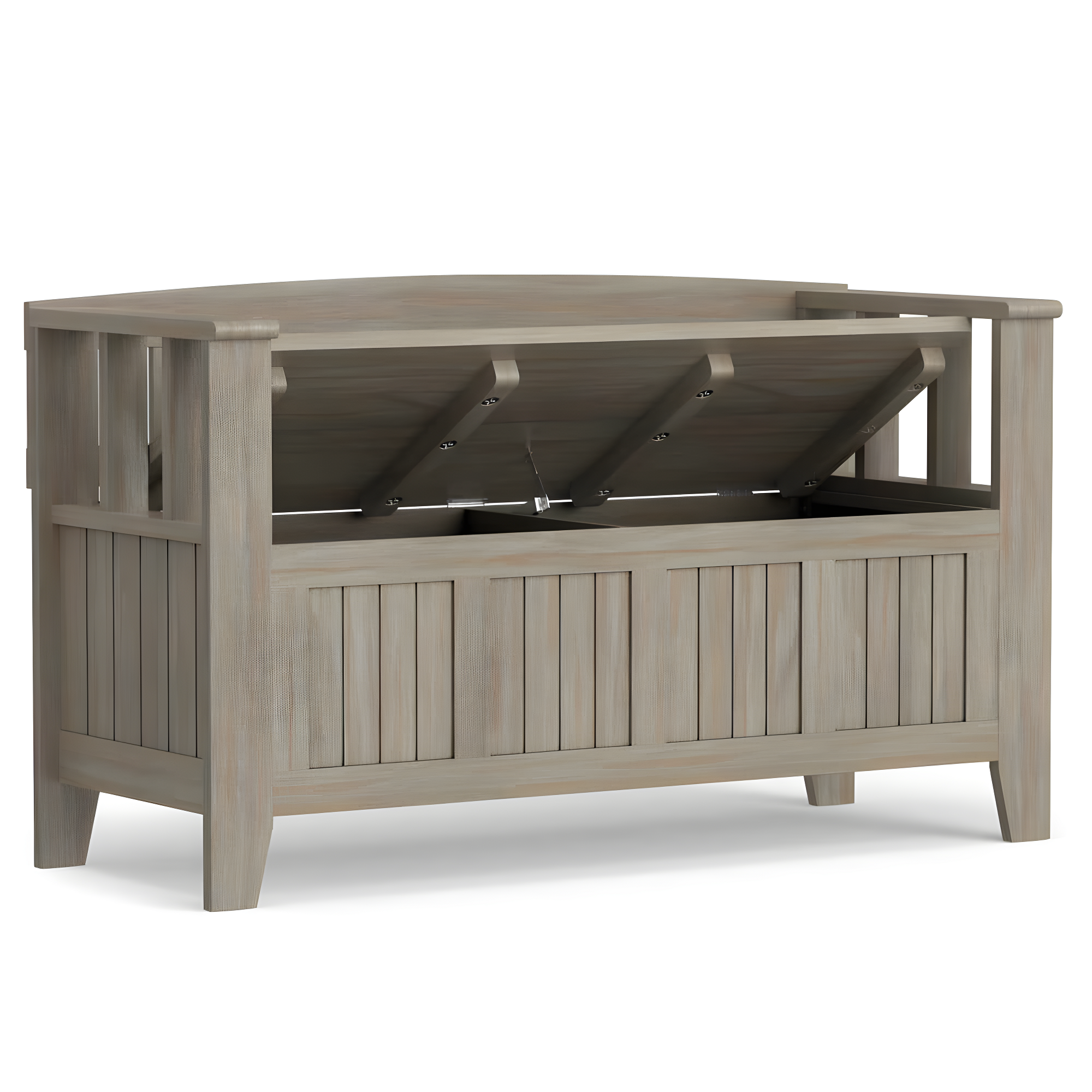 Simpli Home Acadian Solid Wood Entryway Storage Bench with Lift-Top Lid and Dual Compartments