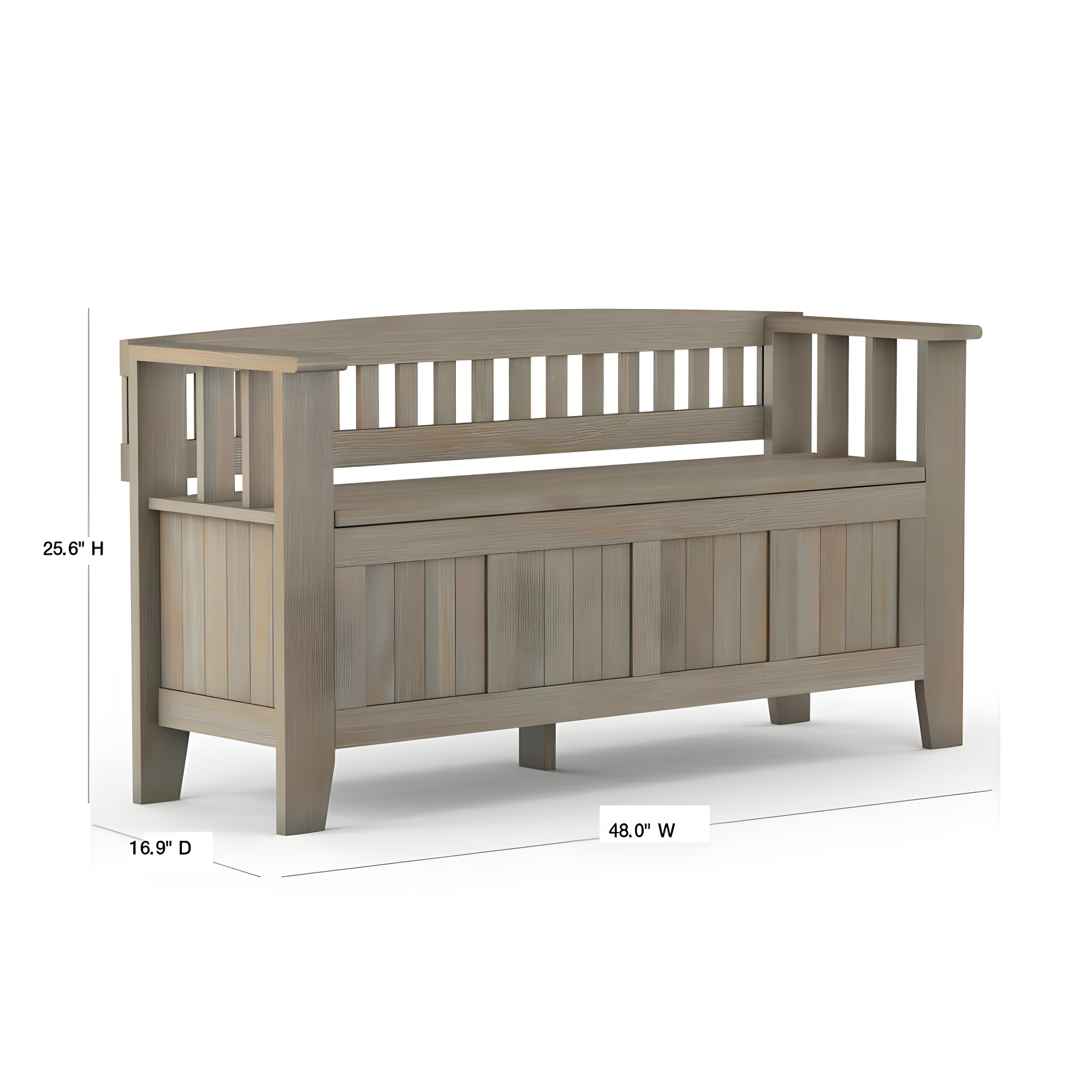 Simpli Home Acadian Solid Wood Entryway Storage Bench with Lift-Top Lid and Dual Compartments
