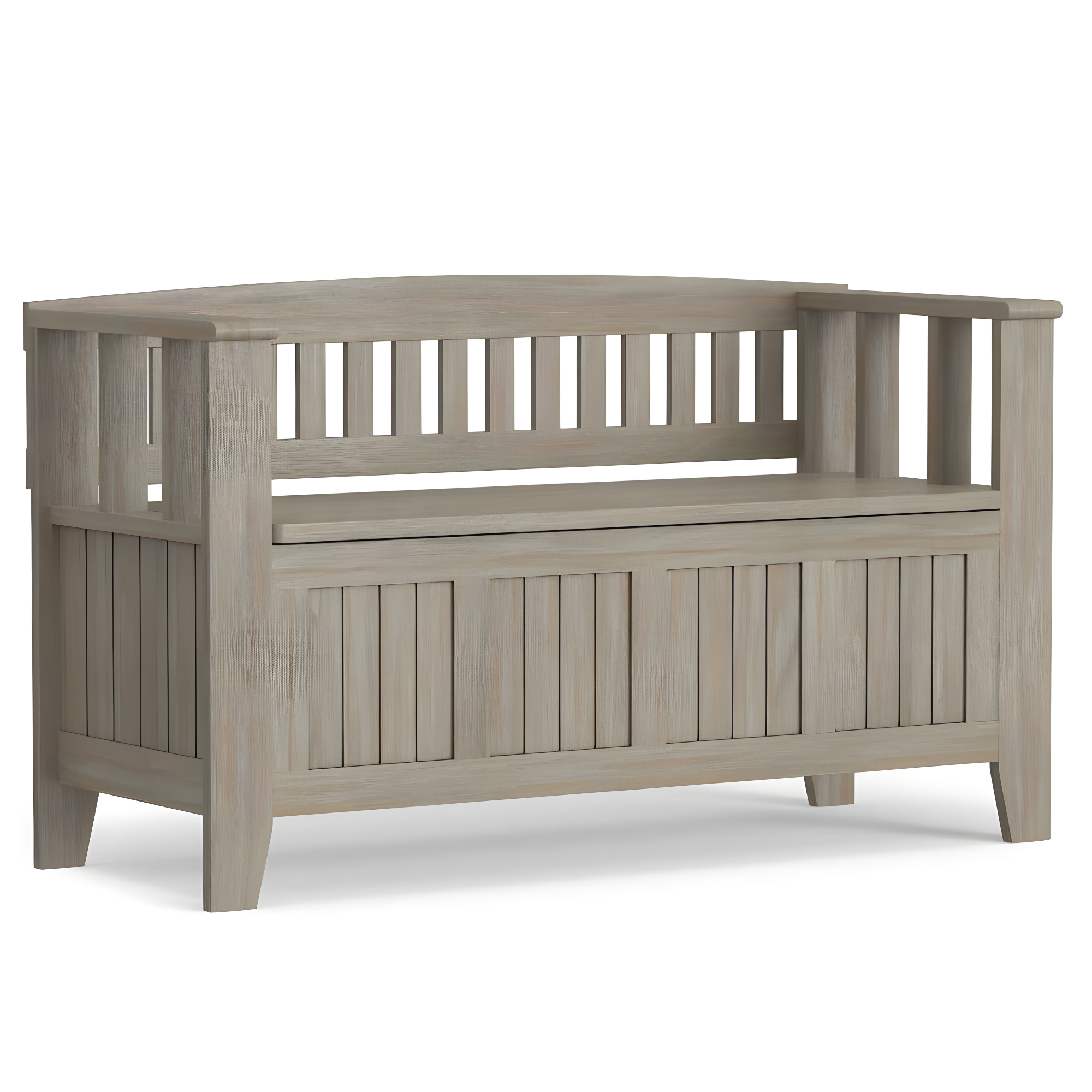 Simpli Home Acadian Solid Wood Entryway Storage Bench with Lift-Top Lid and Dual Compartments