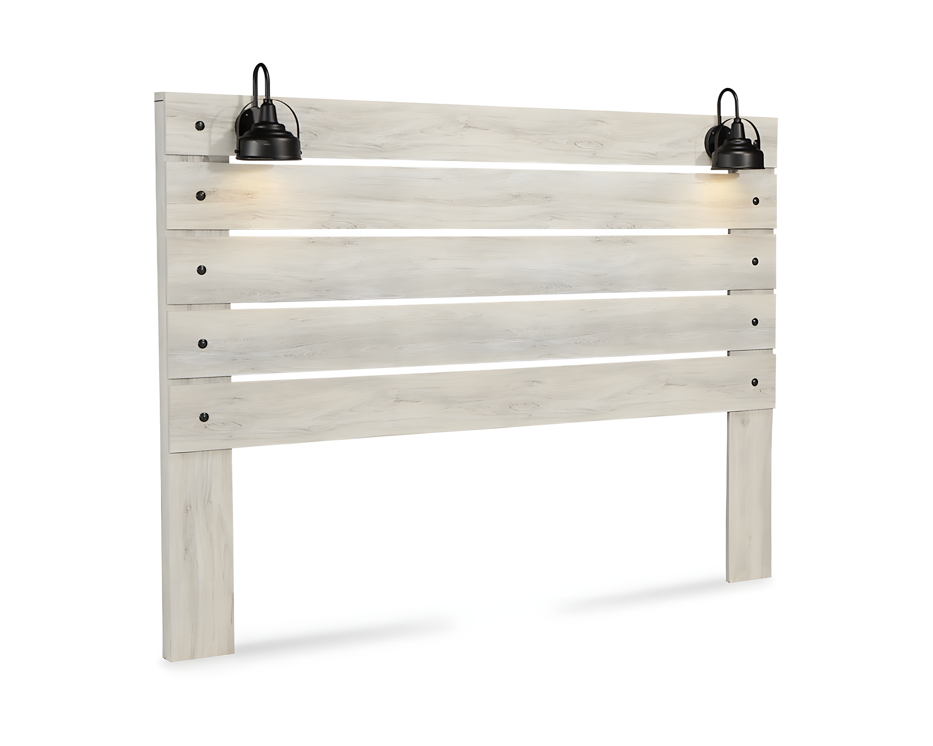 Signature Design by Ashley King Cambeck Panel Headboard White: Traditional Style, Laminated Finish, USB Port