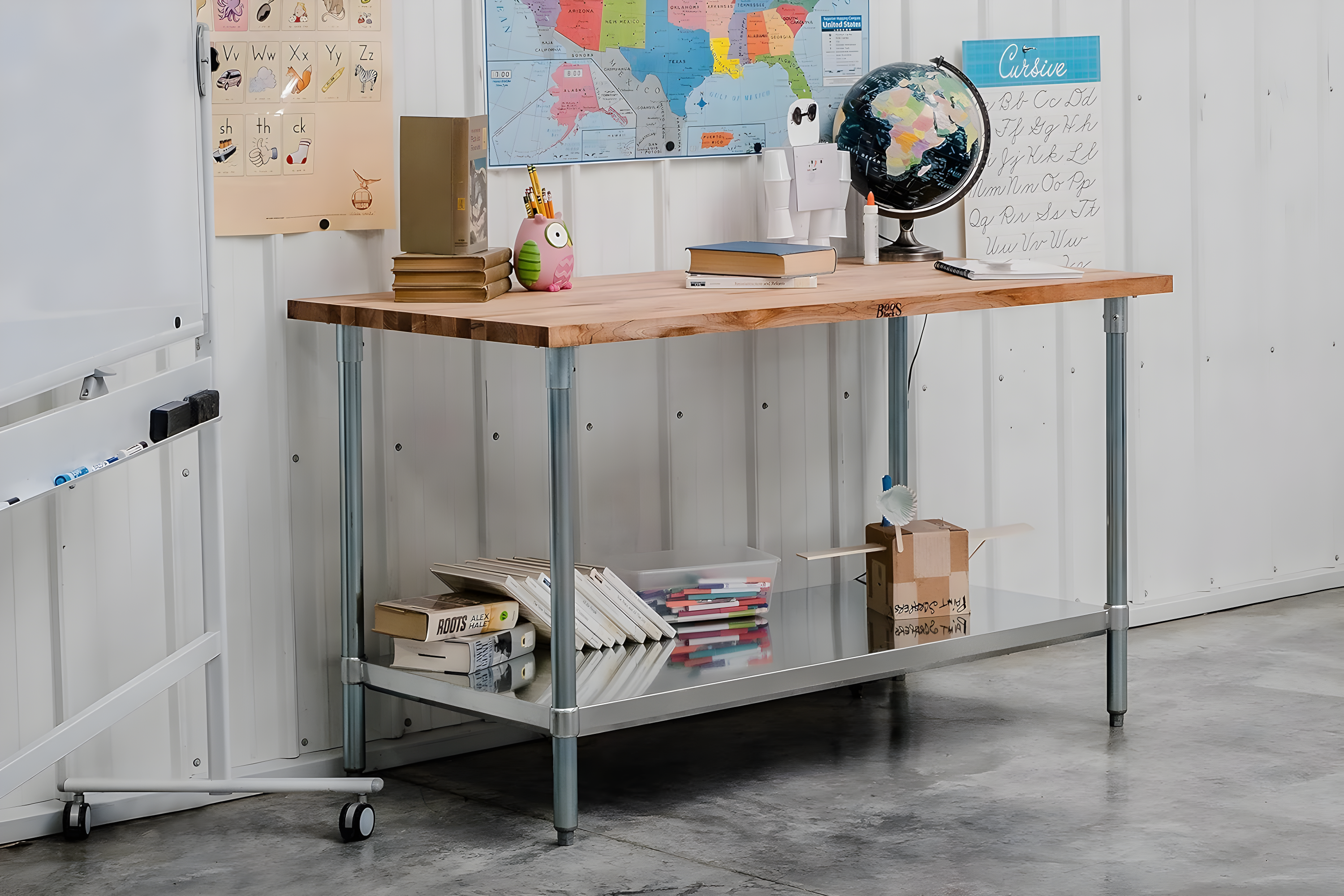 John Boos Wood Work Table with Undershelf