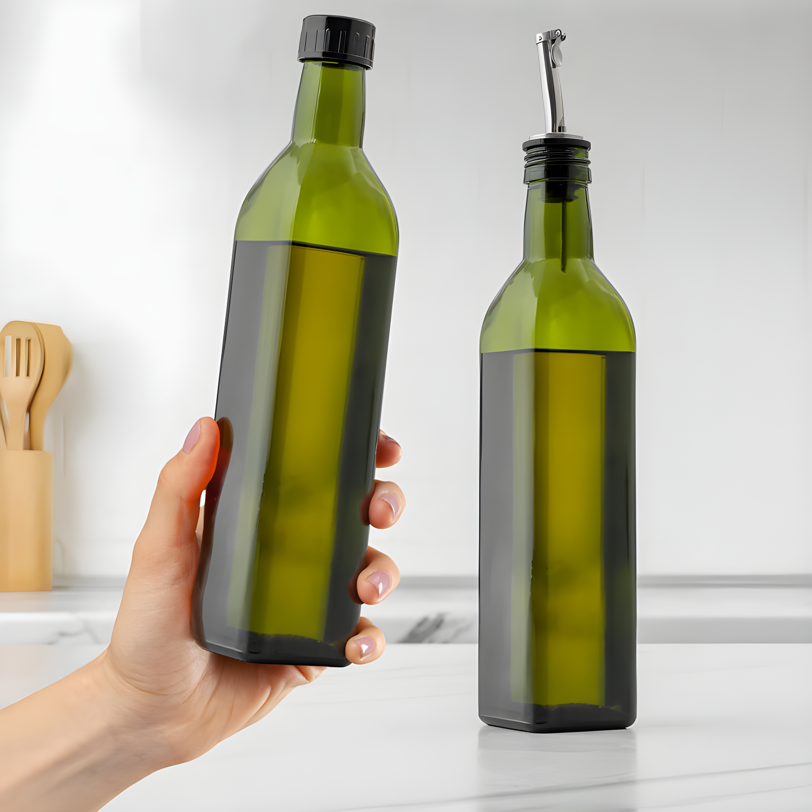 Zulay Kitchen Olive Oil Bottle Dispenser with Pour Spout Funnel and Cork 8 pc Set 17 oz