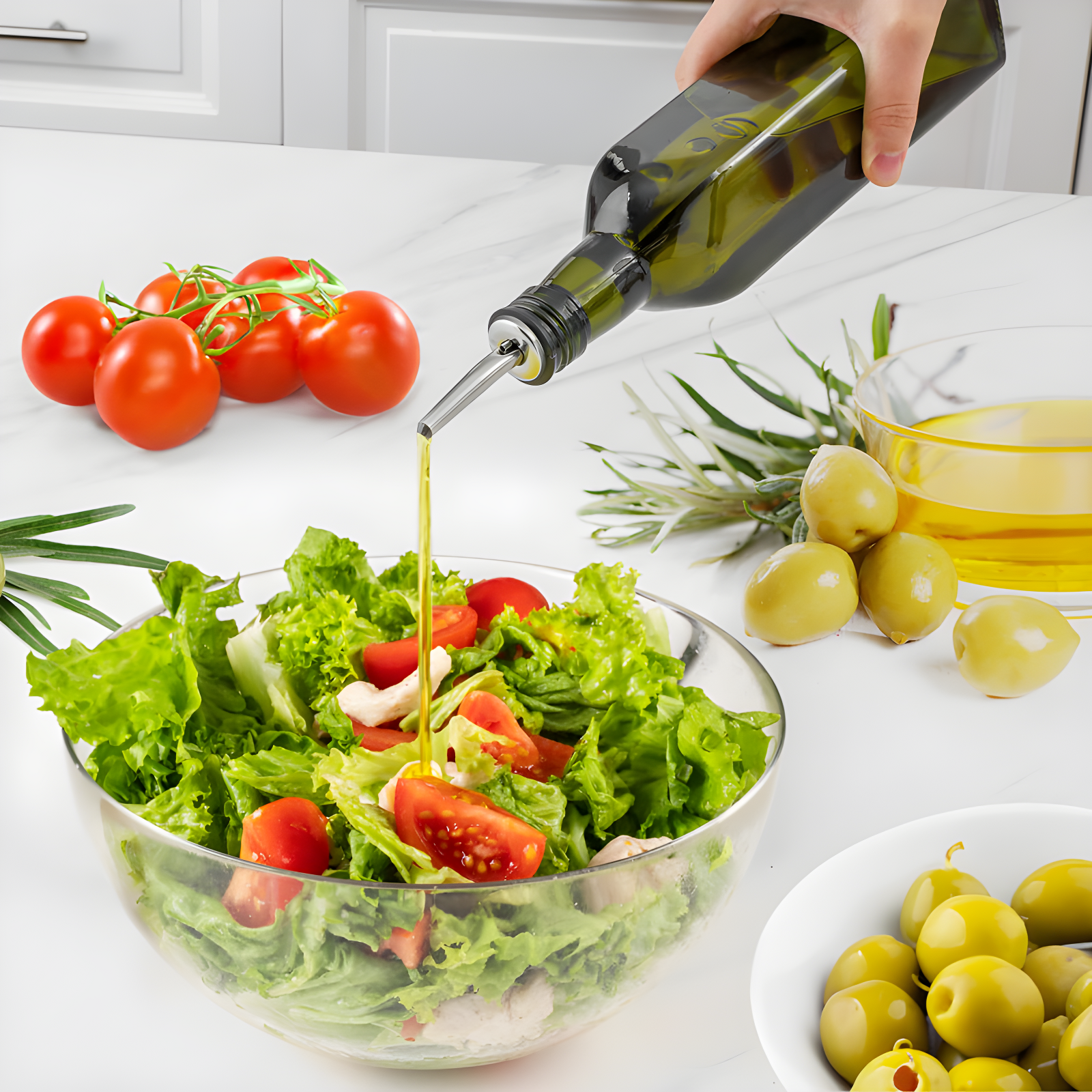 Zulay Kitchen Olive Oil Bottle Dispenser with Pour Spout Funnel and Cork 8 pc Set 17 oz