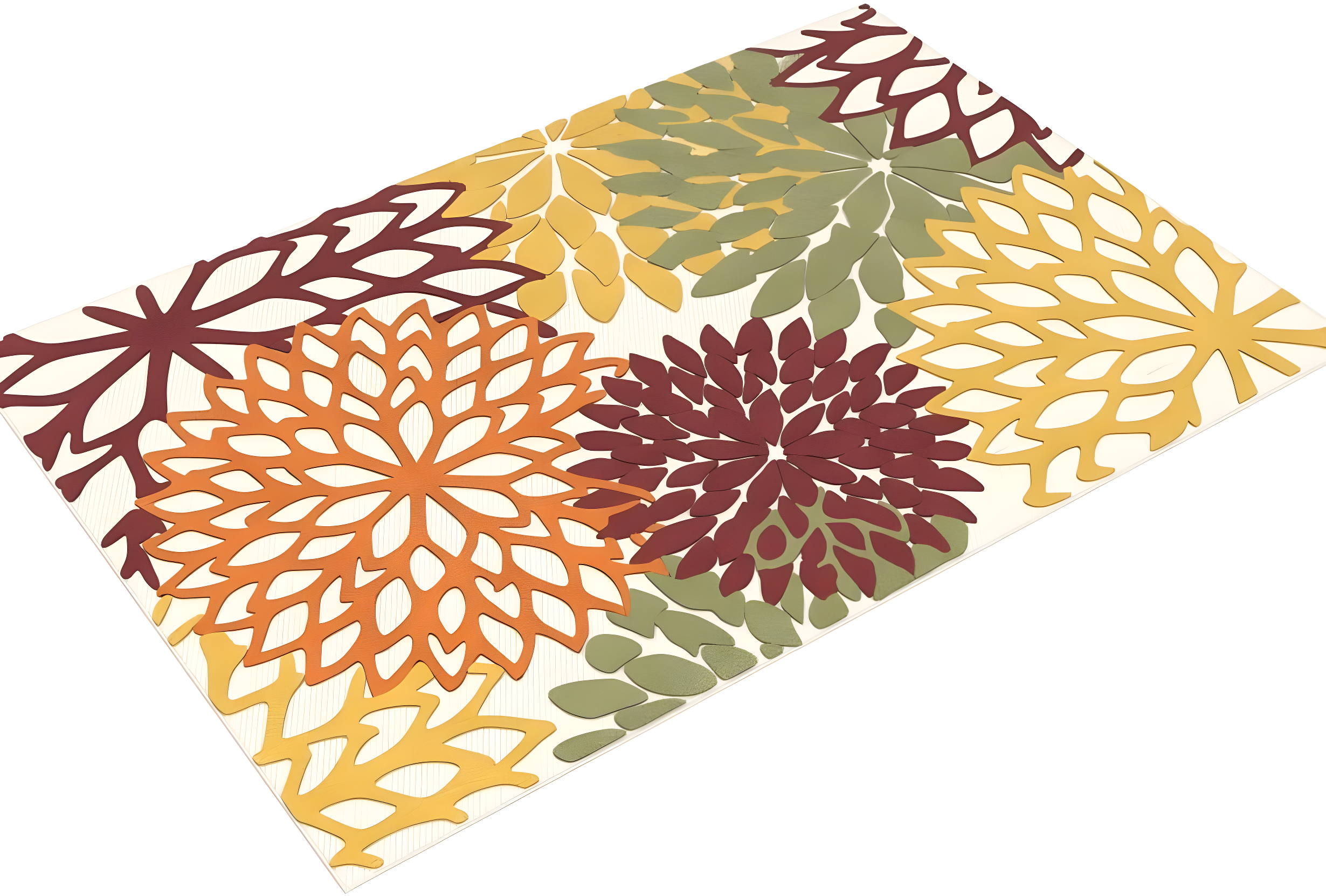 Nourison Aloha Floral Bloom Flatweave High-Low Indoor Outdoor Round Rug Red Multi Colored 5'3" x 5'3"