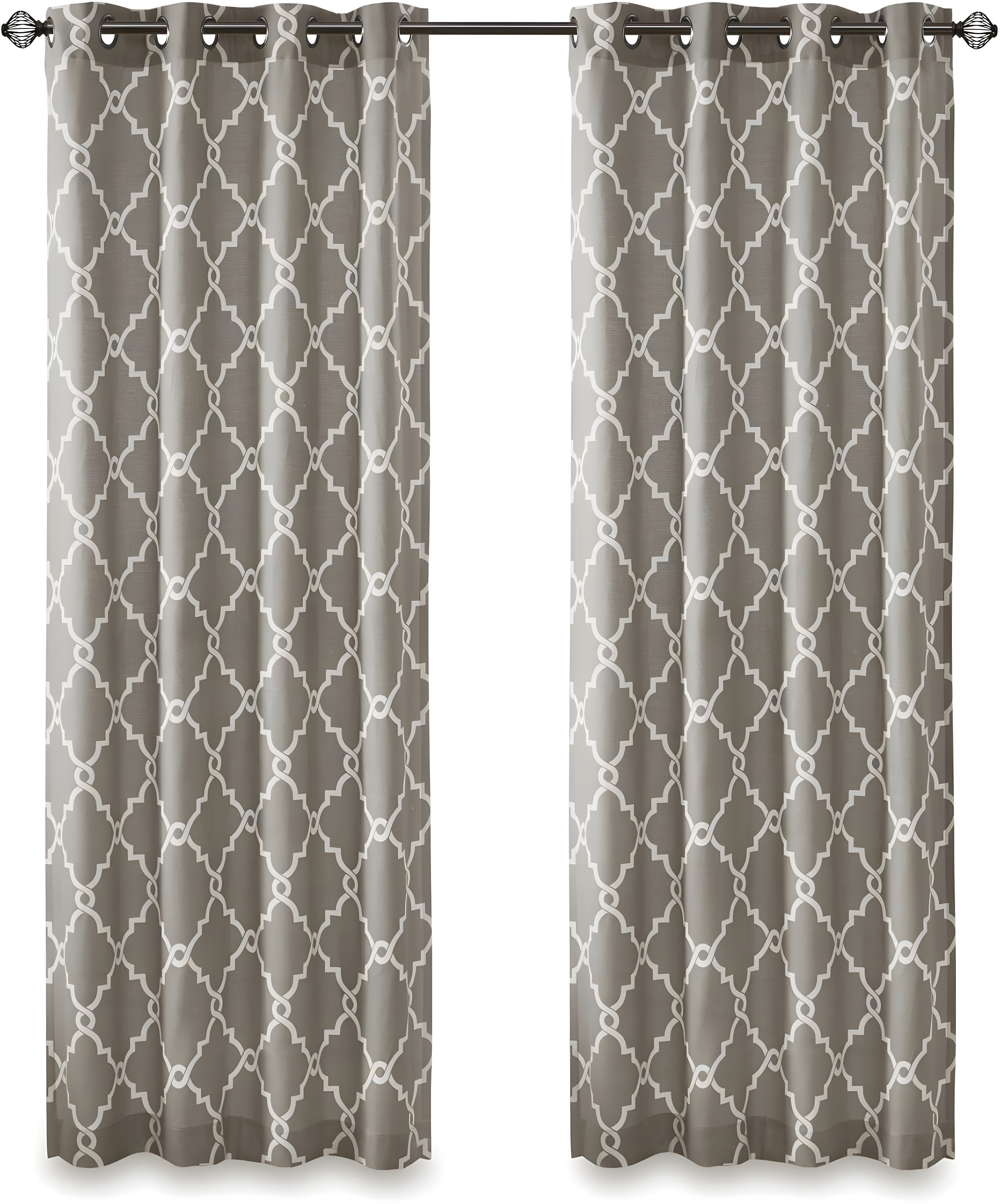 Fretwork Print Grommet Top Window Curtain Panel