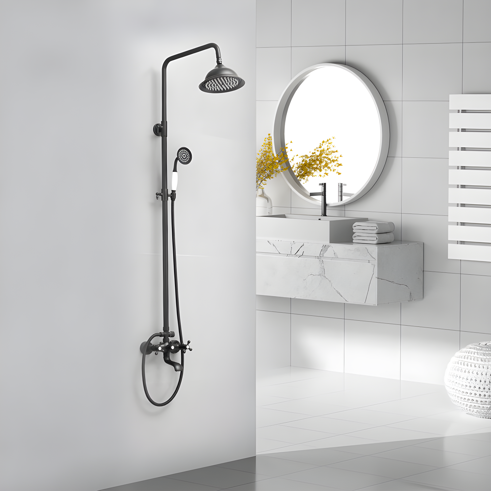 FUNDUXA Stainless Steel Wall Mounted Outdoor Shower with Detachable Shower Head