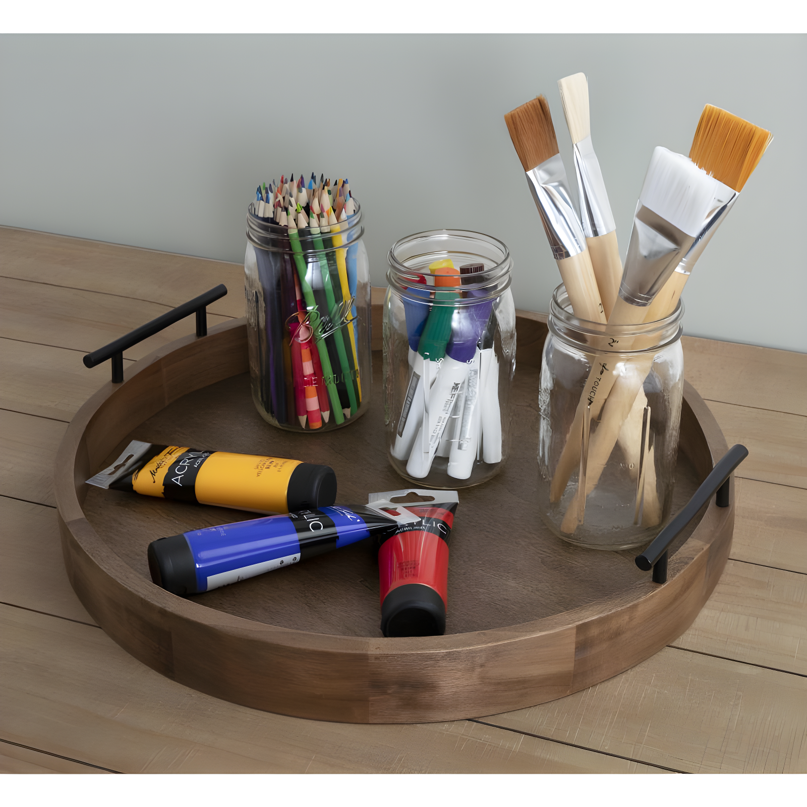 Kate and Laurel Lipton Tray, 18" Diameter, Natural
