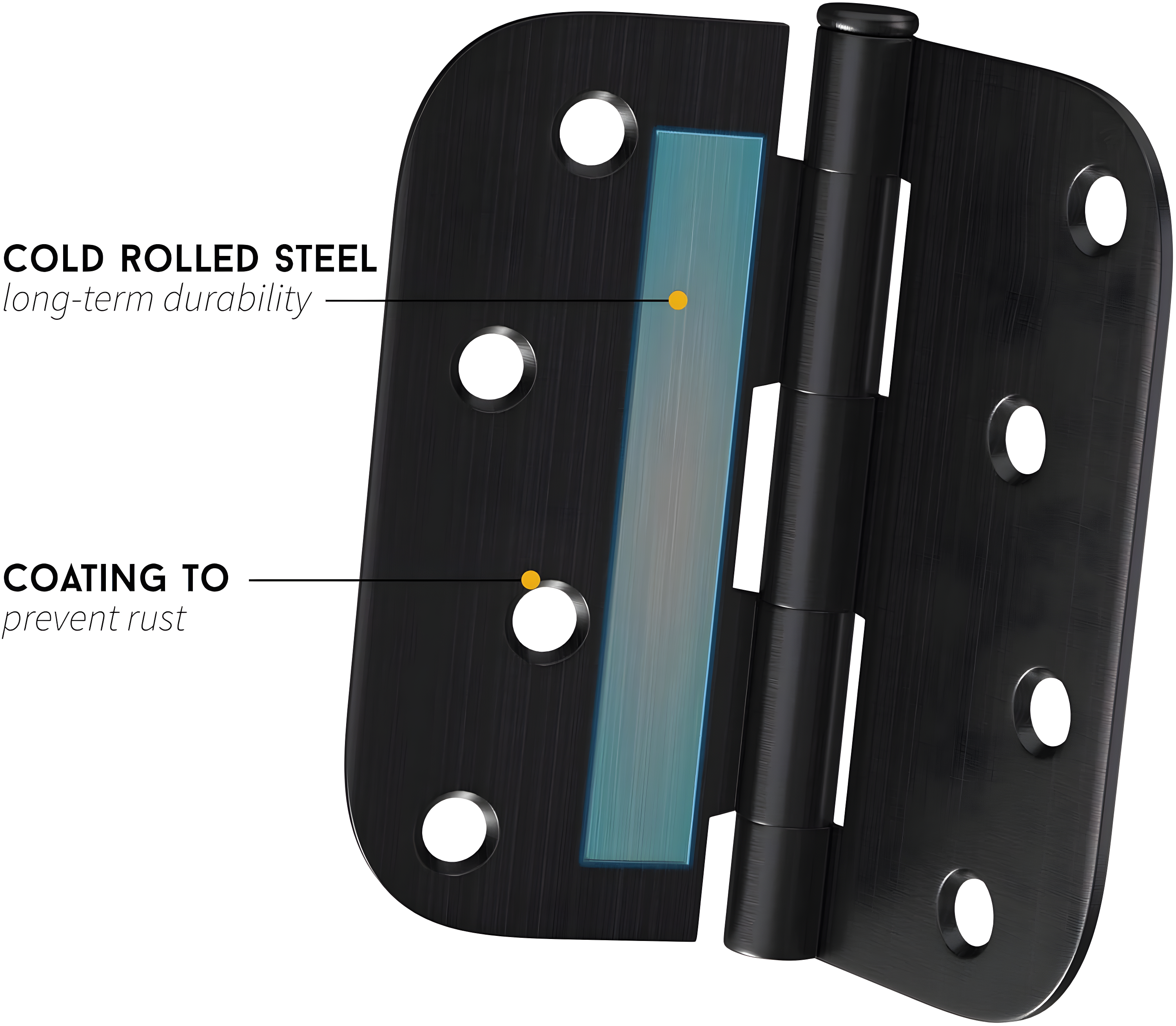 Design House Door Hinge 4-Inch, 5/8-inch Radius, 3-Pack (Set of 3)