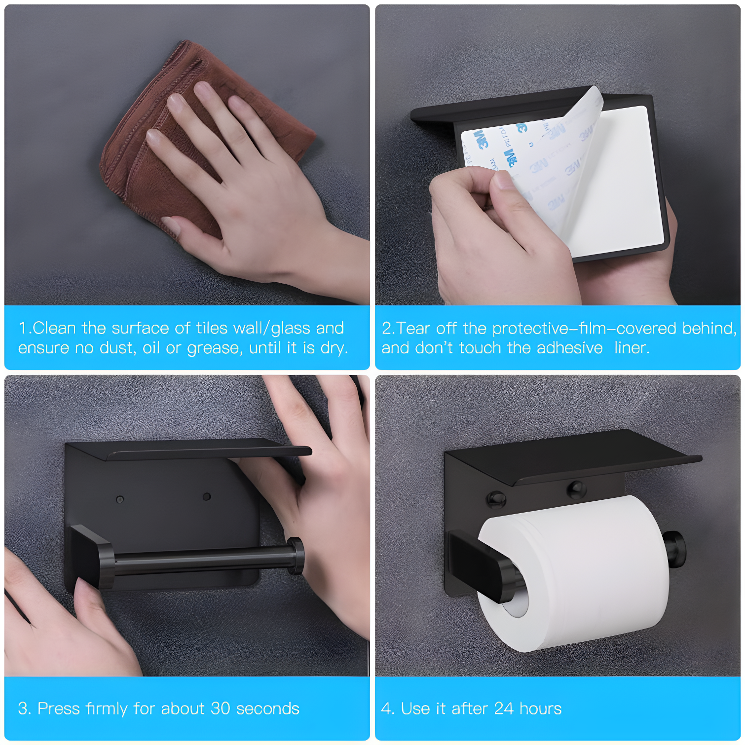 Stainless Steel Wall Mounted Toilet Paper Holder With Shelf - Durable & Convenient