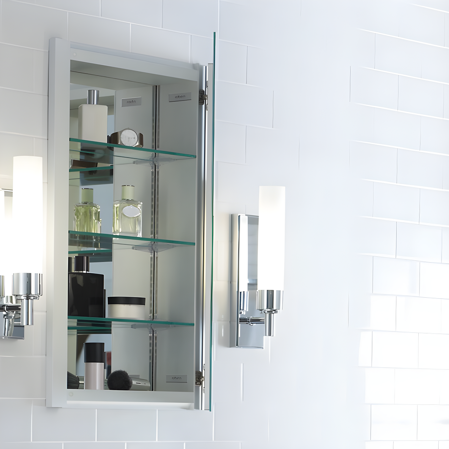 R3 Series Recessed or Surface Mount Frameless Medicine Cabinet with 3 Adjustable Shelves
